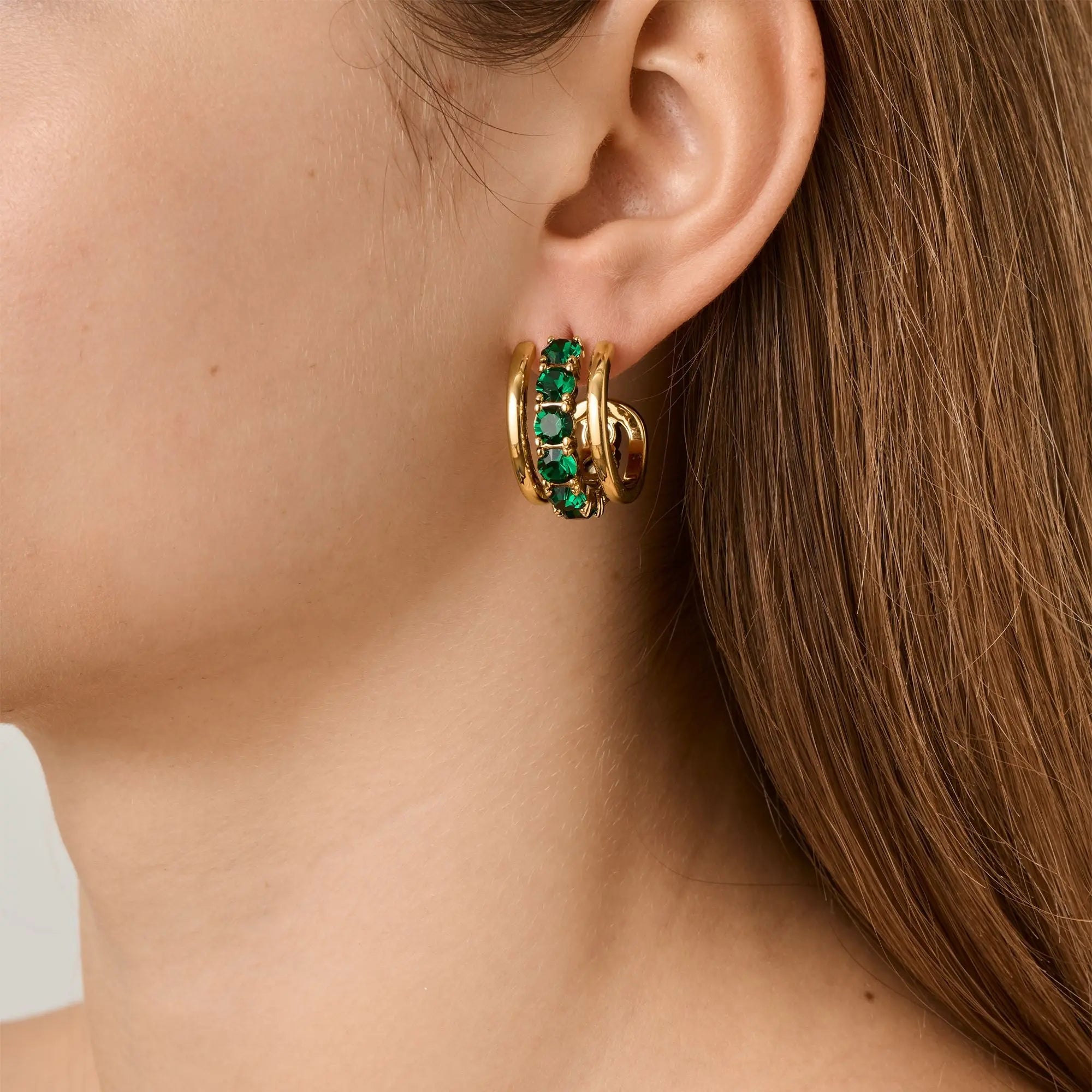 Helen Gold Earrings - Emerald Green - Dyrberg/Kern NZ
