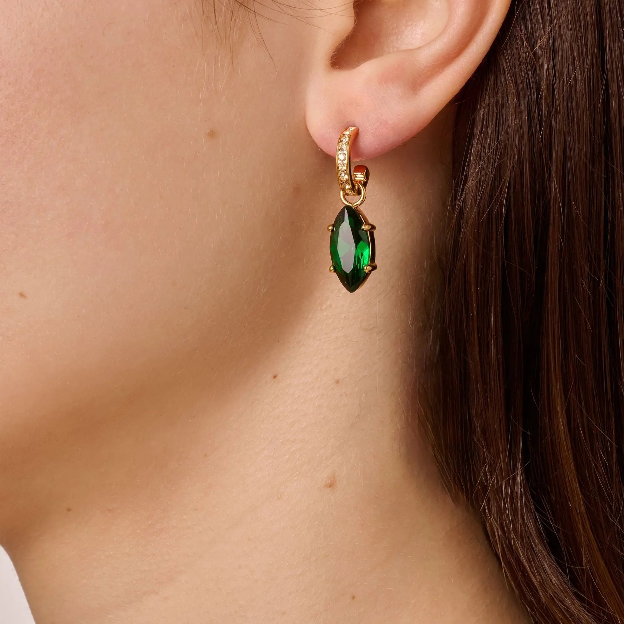 Junipe Gold Earrings - Emerald Green - Dyrberg/Kern NZ