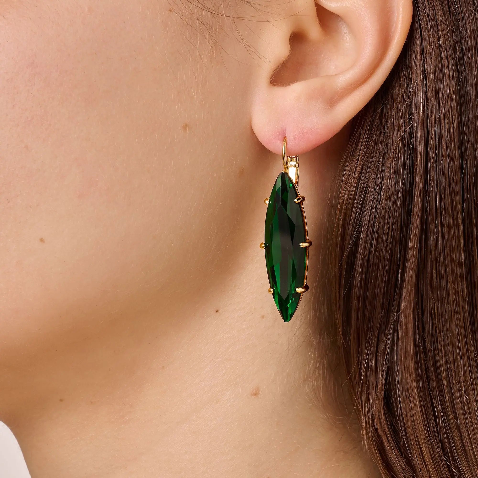 Kalay Gold Earrings - Emerald Green - Dyrberg/Kern NZ