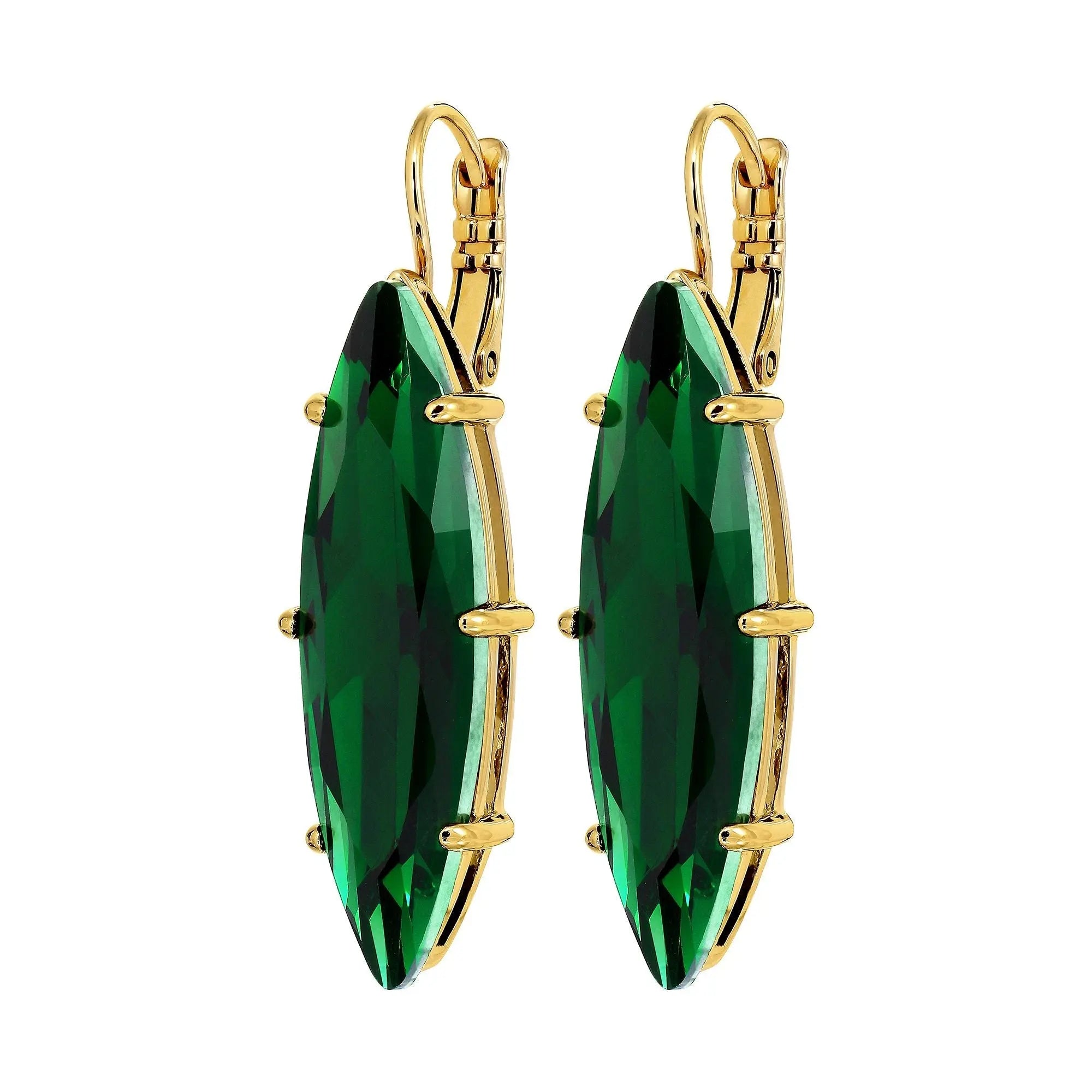 Kalay Gold Earrings - Emerald Green - Dyrberg/Kern NZ