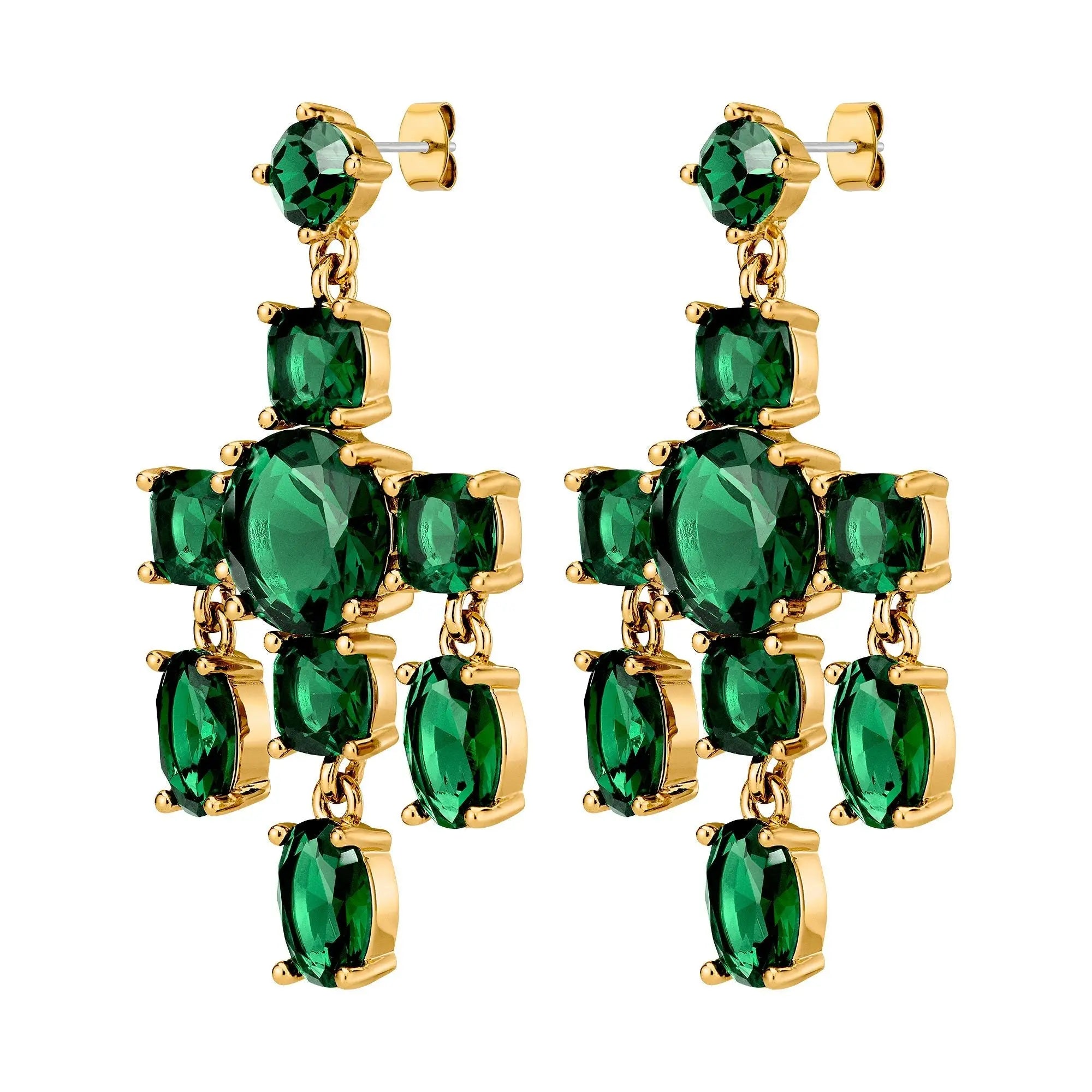 Leonora Gold Earrings - Emerald Green - Dyrberg/Kern NZ