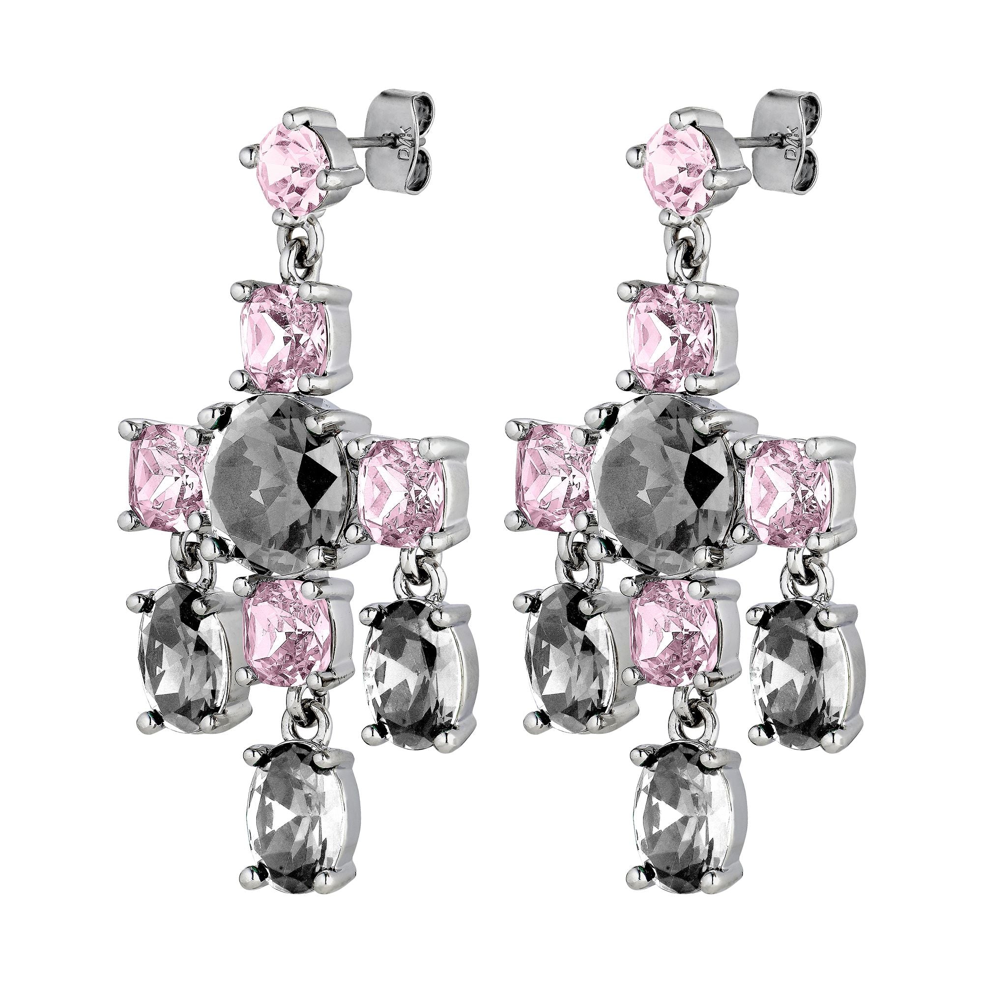 Leonora Shiny Silver Earrings - Grey / Vintage Rose - Dyrberg/Kern NZ