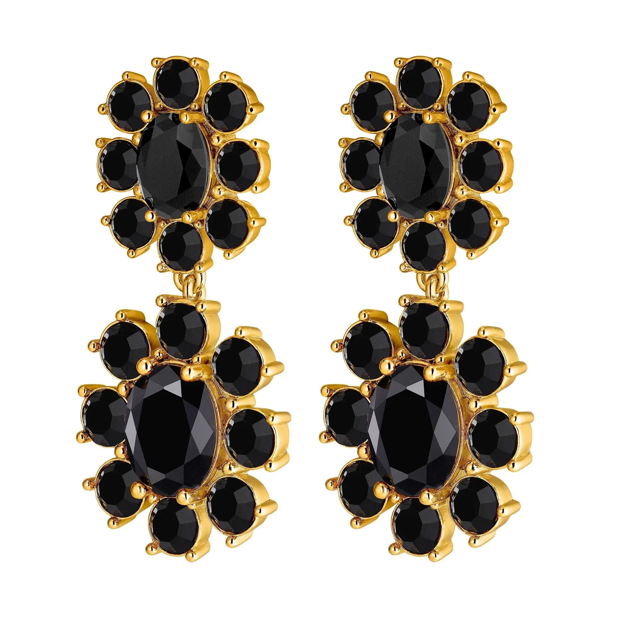 Lina Gold Earrings - Black - Dyrberg/Kern NZ