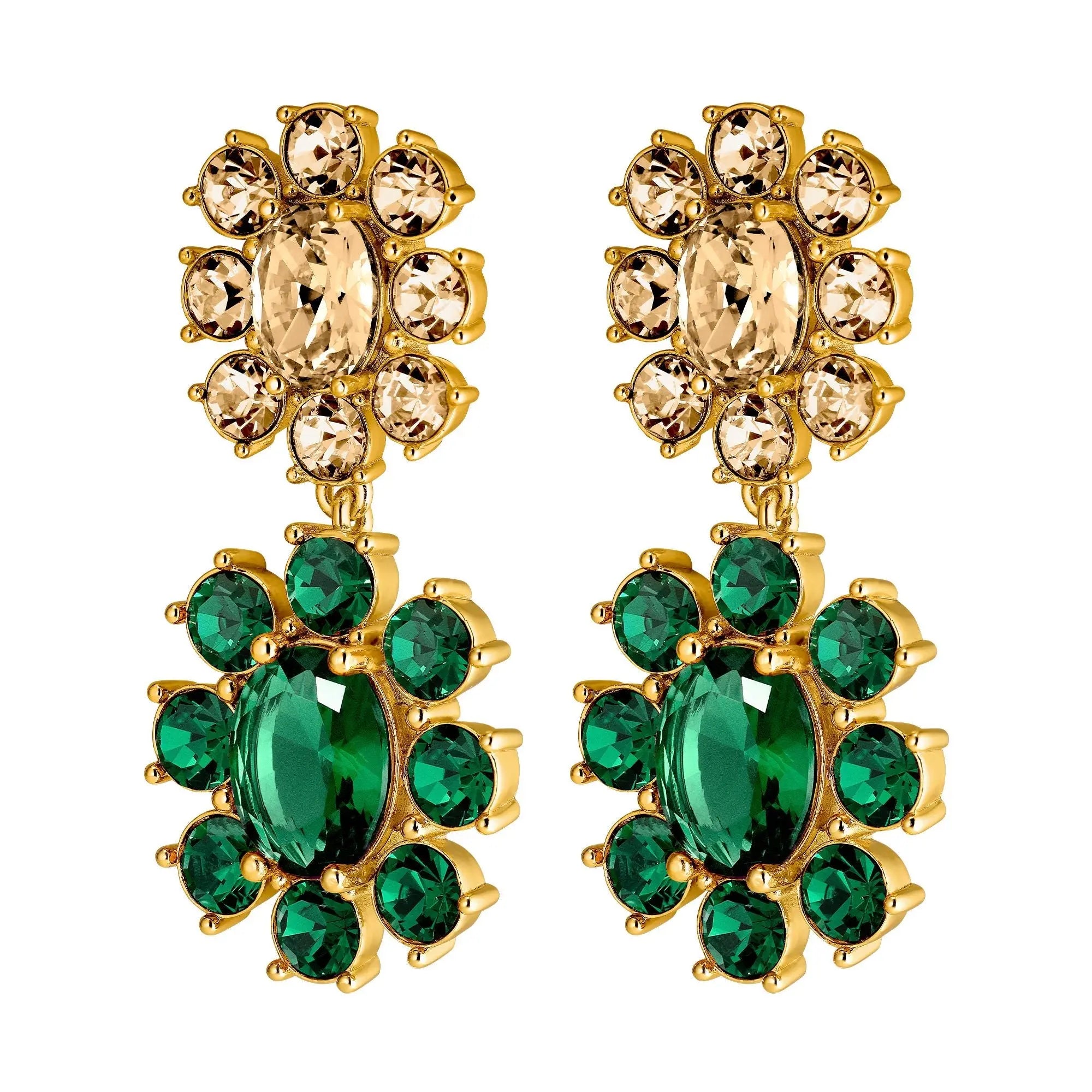 Lina Gold Earrings - Emerald Green /Golden - Dyrberg/Kern NZ