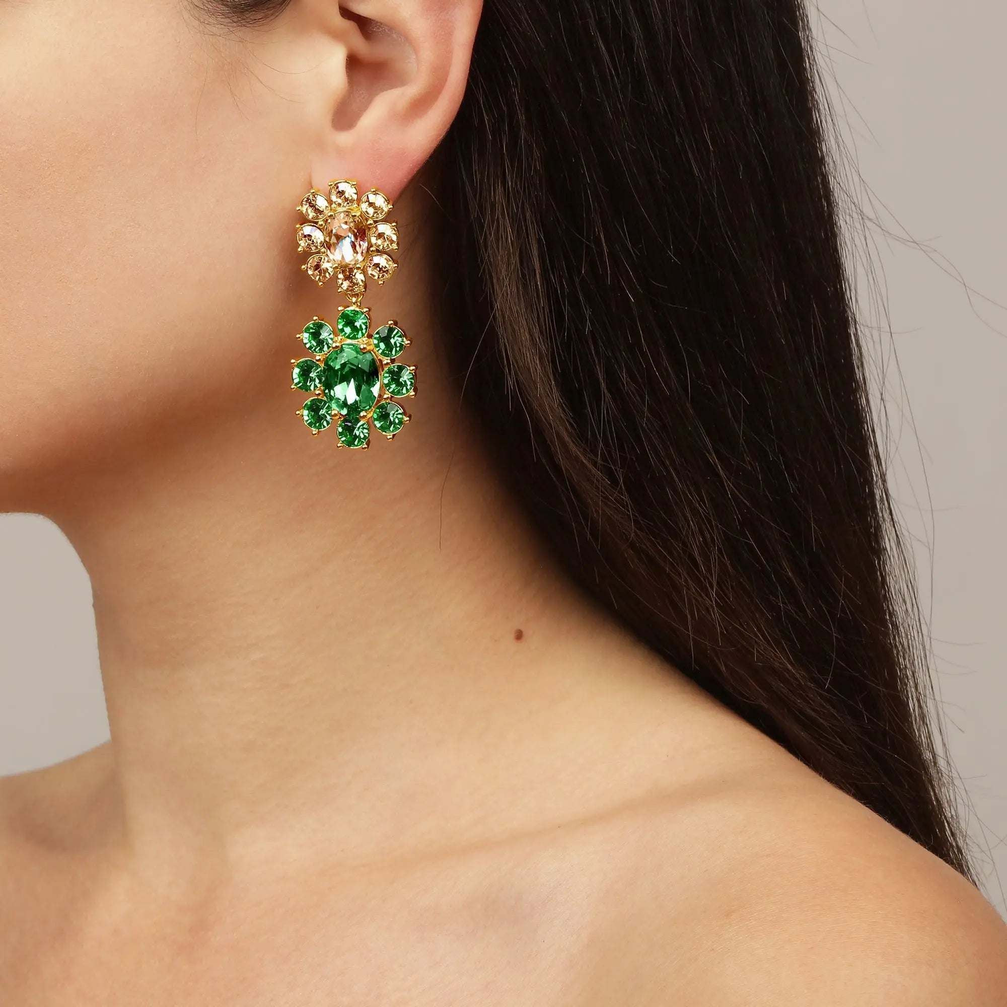 Lina Gold Earrings - Emerald Green /Golden - Dyrberg/Kern NZ