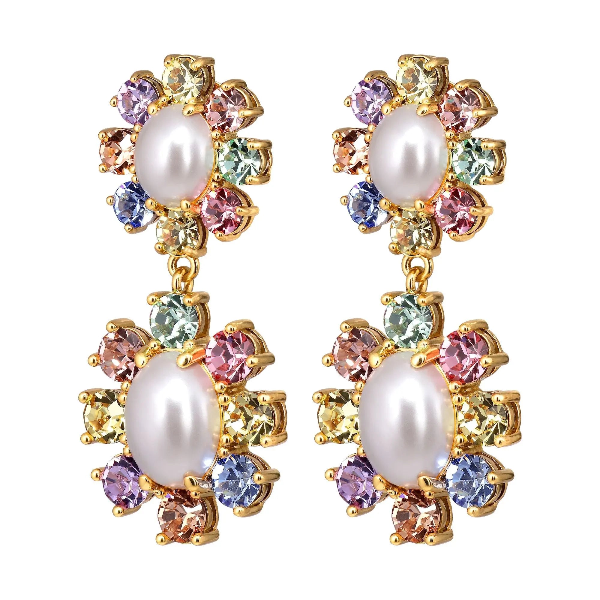 Lina Gold Earrings - Pastel Multi / White Pearl - Dyrberg/Kern NZ