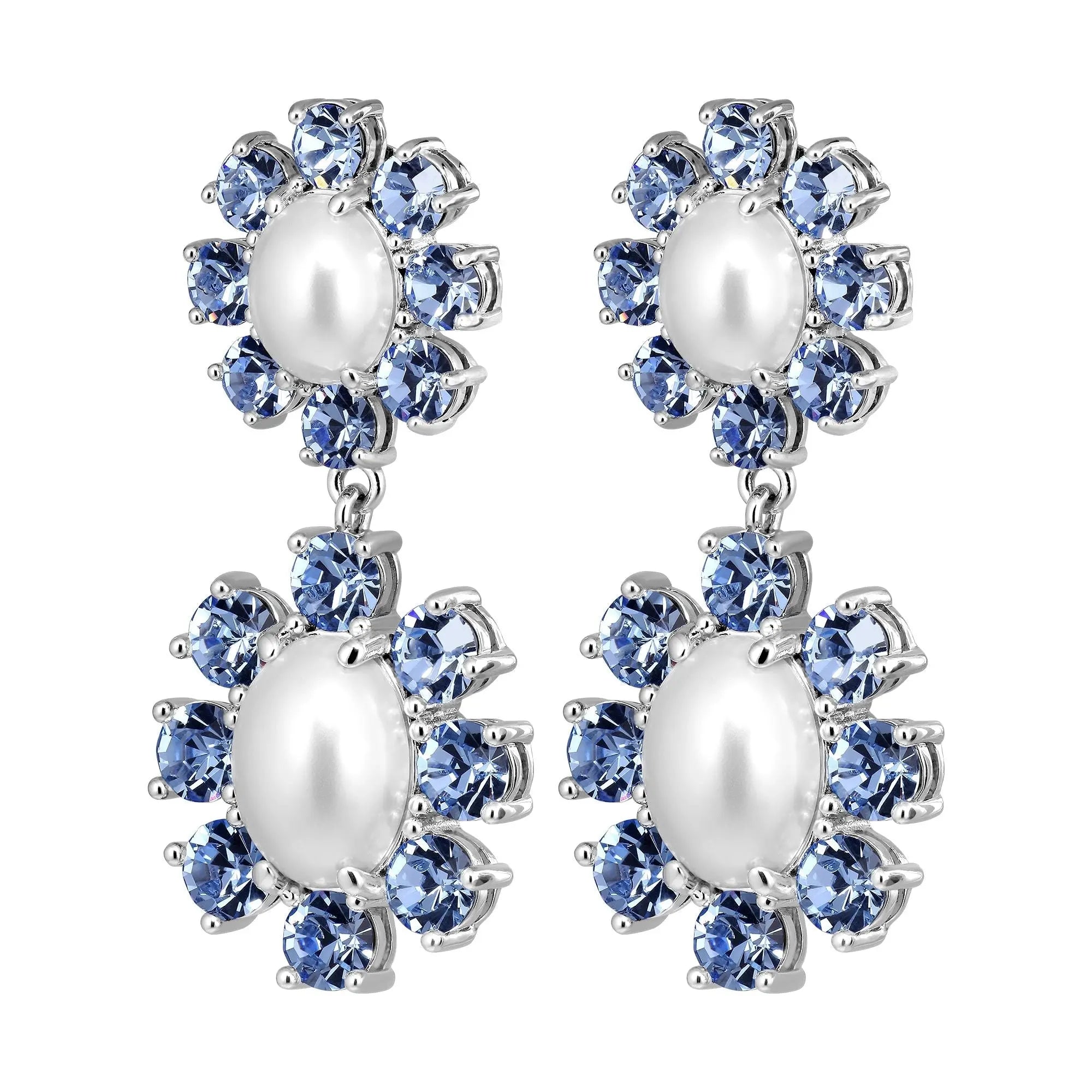 Lina Shiny Silver Earrings - Light Sapphire / Crystal - Dyrberg/Kern NZ