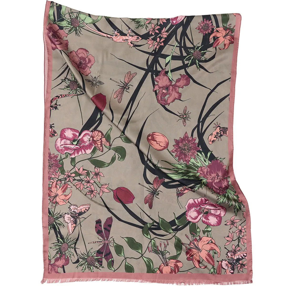 Living Garden Silk Scarf, Old Rose - Dyrberg/Kern NZ