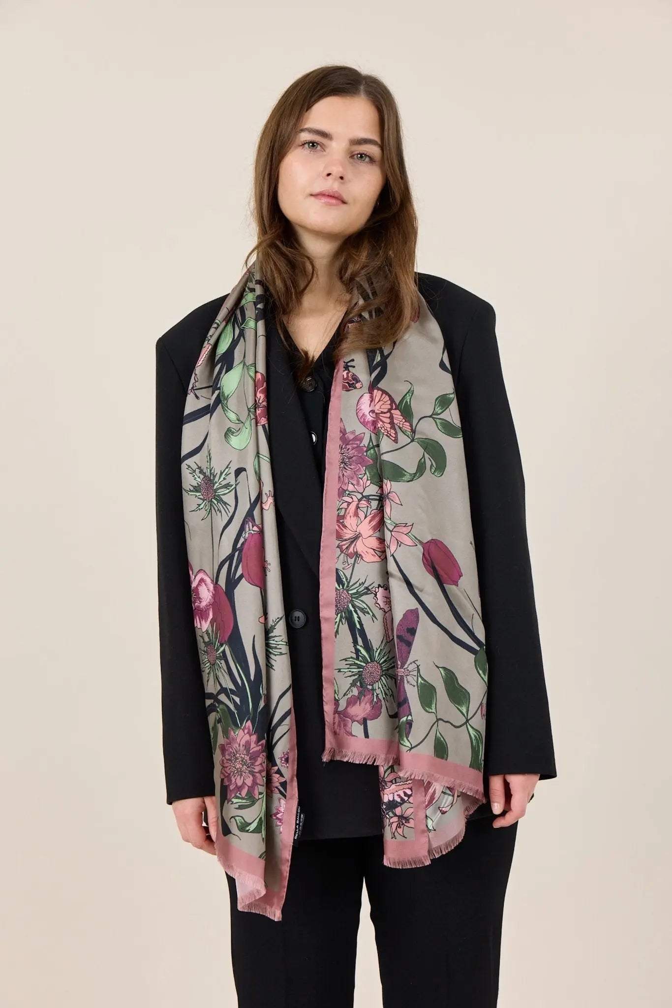 Living Garden Silk Scarf, Old Rose - Dyrberg/Kern NZ