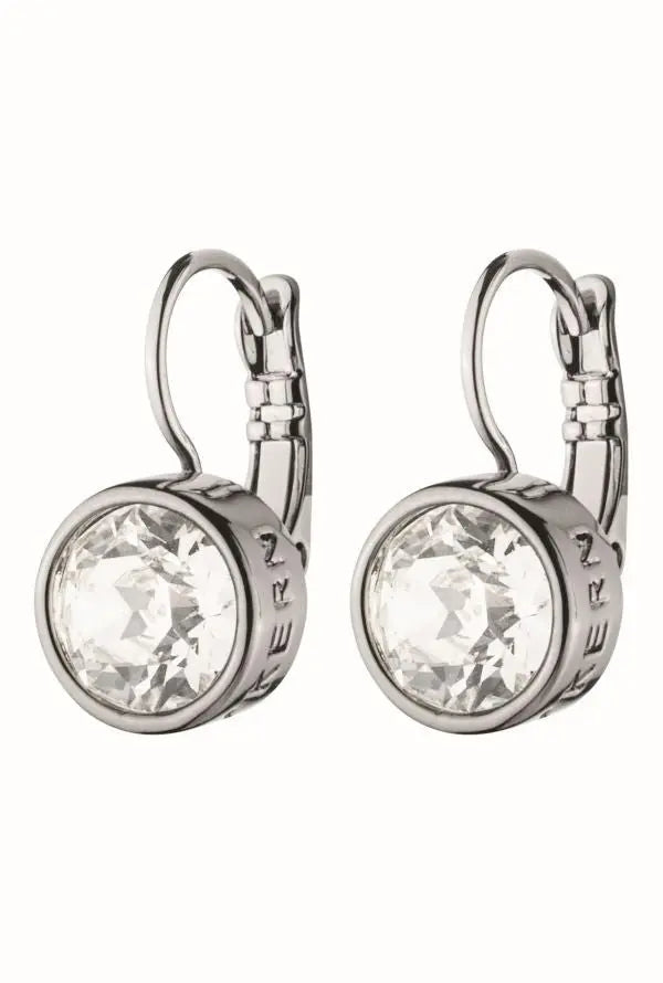 Louise Shiny Silver Earrings - Crystal - Dyrberg/Kern NZ