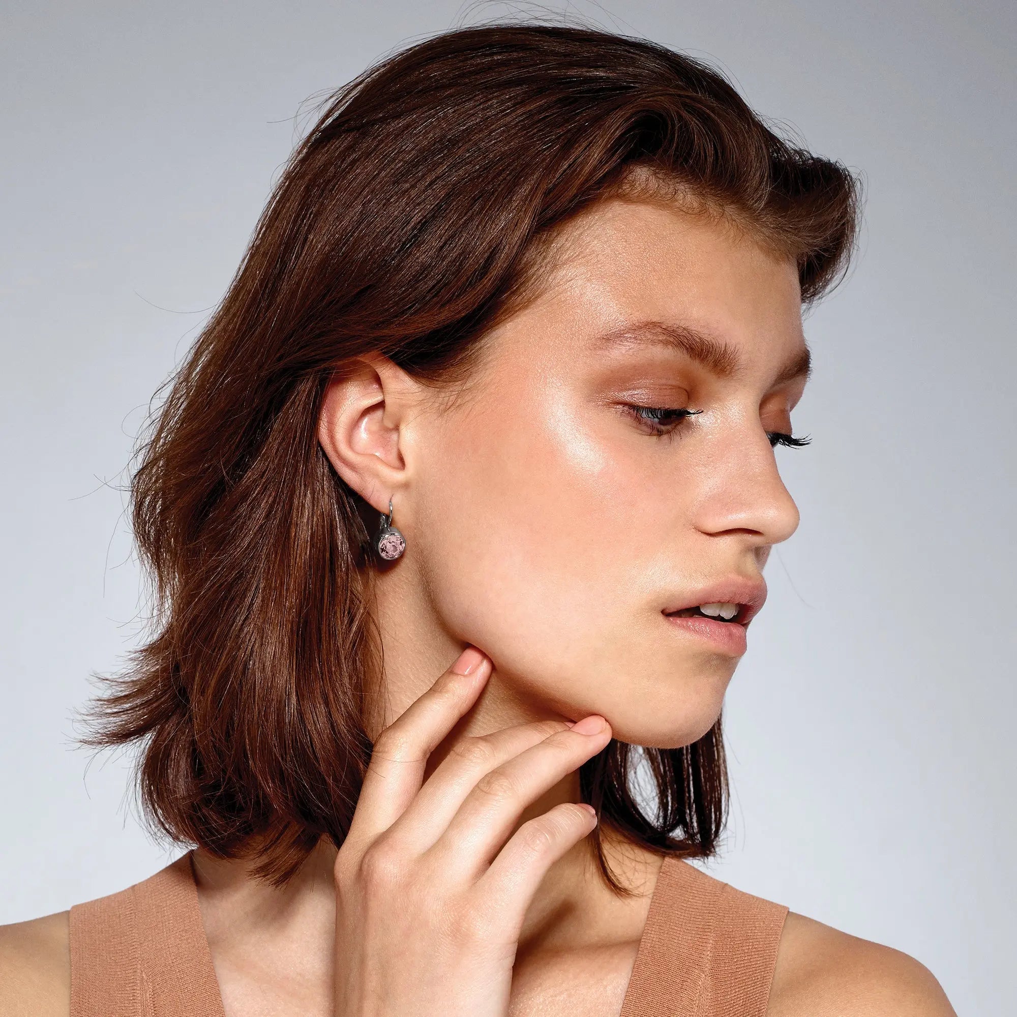 Louise Shiny Silver Earrings - Vintage Rose - Dyrberg/Kern NZ