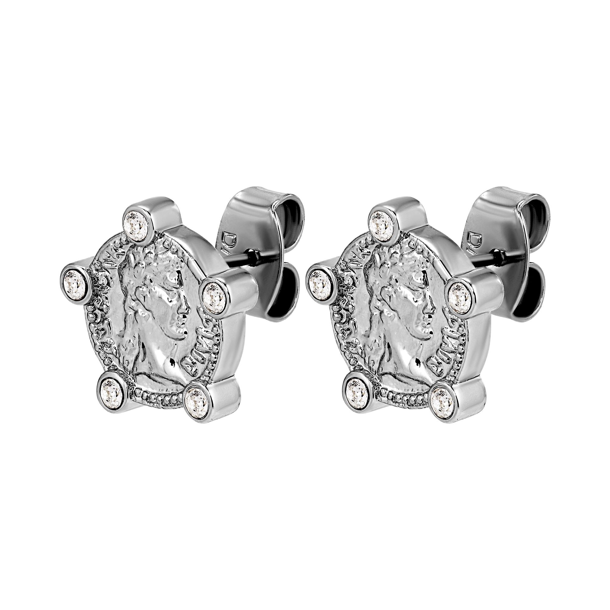 Lucca Shiny Silver Earrings - Crystal - Dyrberg/Kern NZ