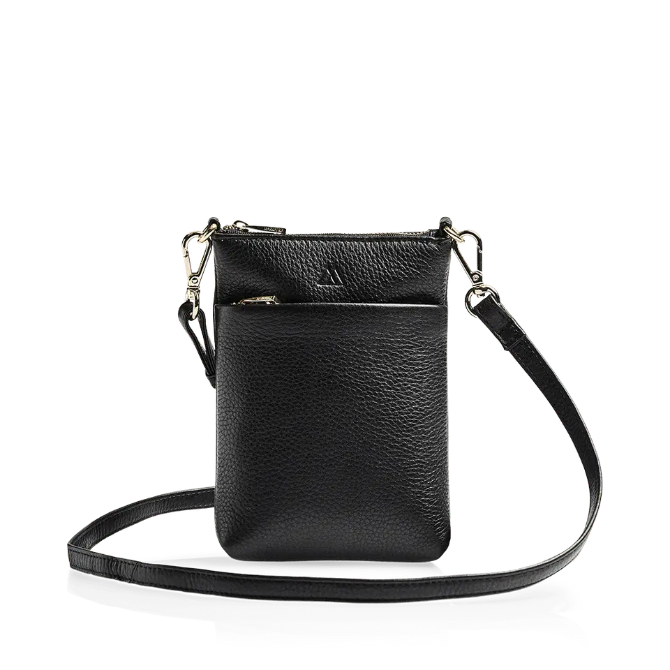 Maia Mini Cross. Bag, Grain, Black w/Gold - Dyrberg/Kern NZ