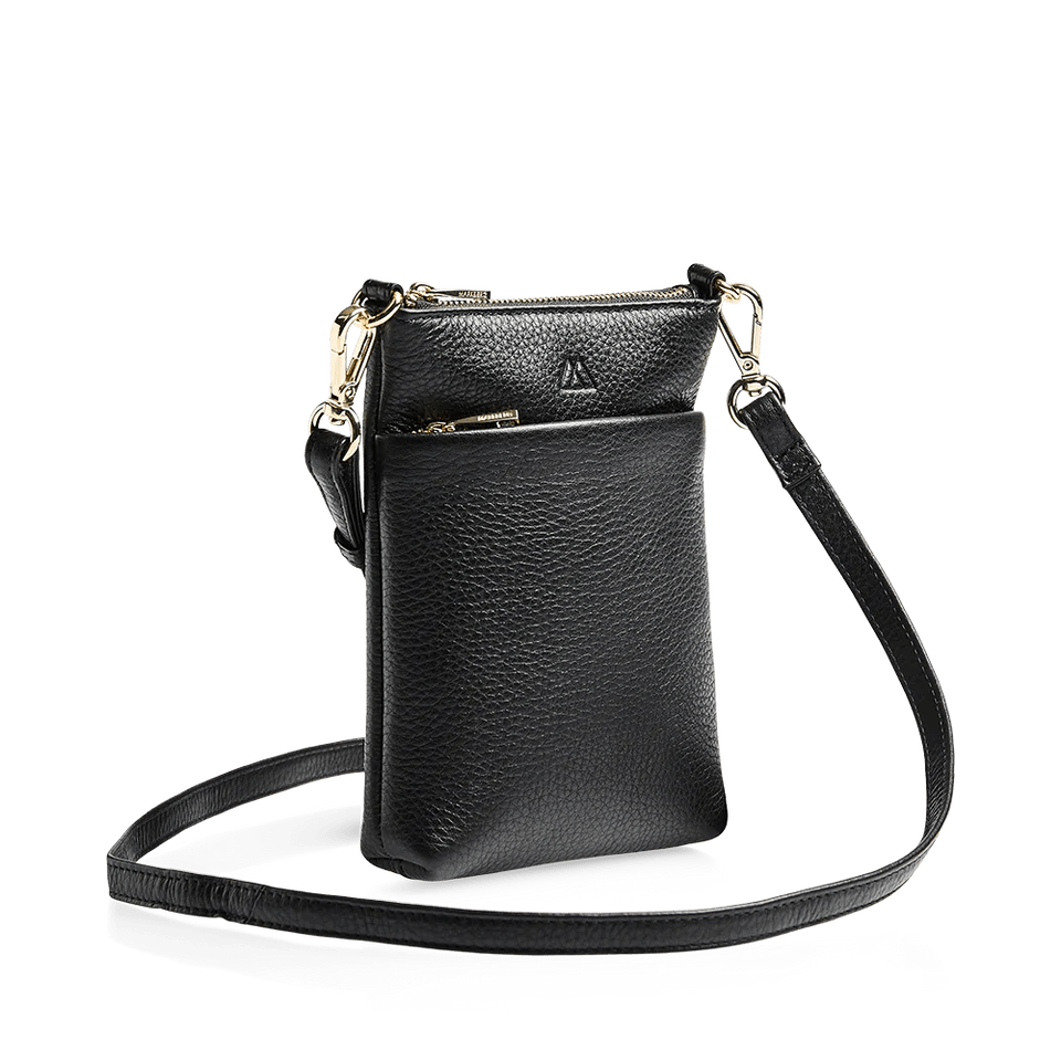 Maia Mini Cross. Bag, Grain, Black w/Gold - Dyrberg/Kern NZ