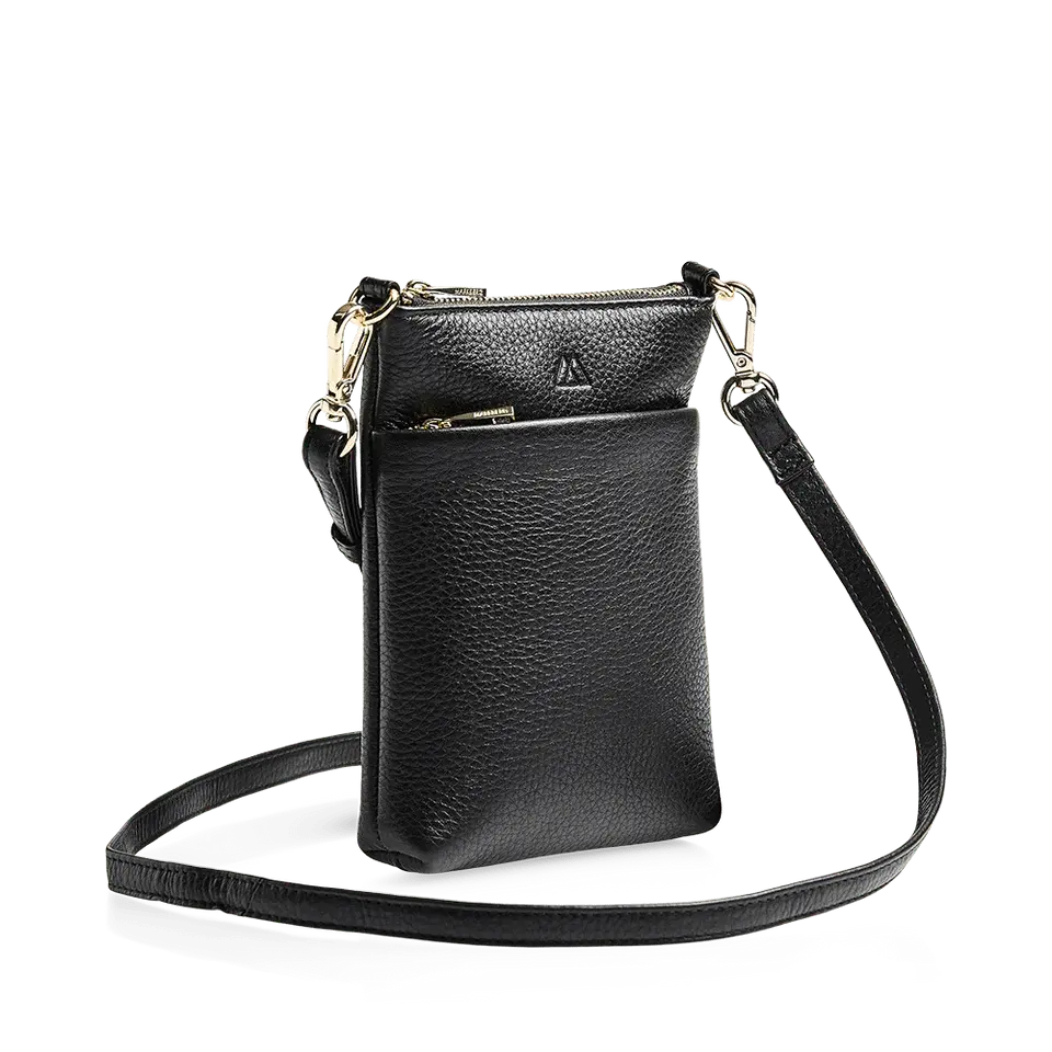 Maia Mini Cross. Bag, Grain, Black w/Gold - Dyrberg/Kern NZ