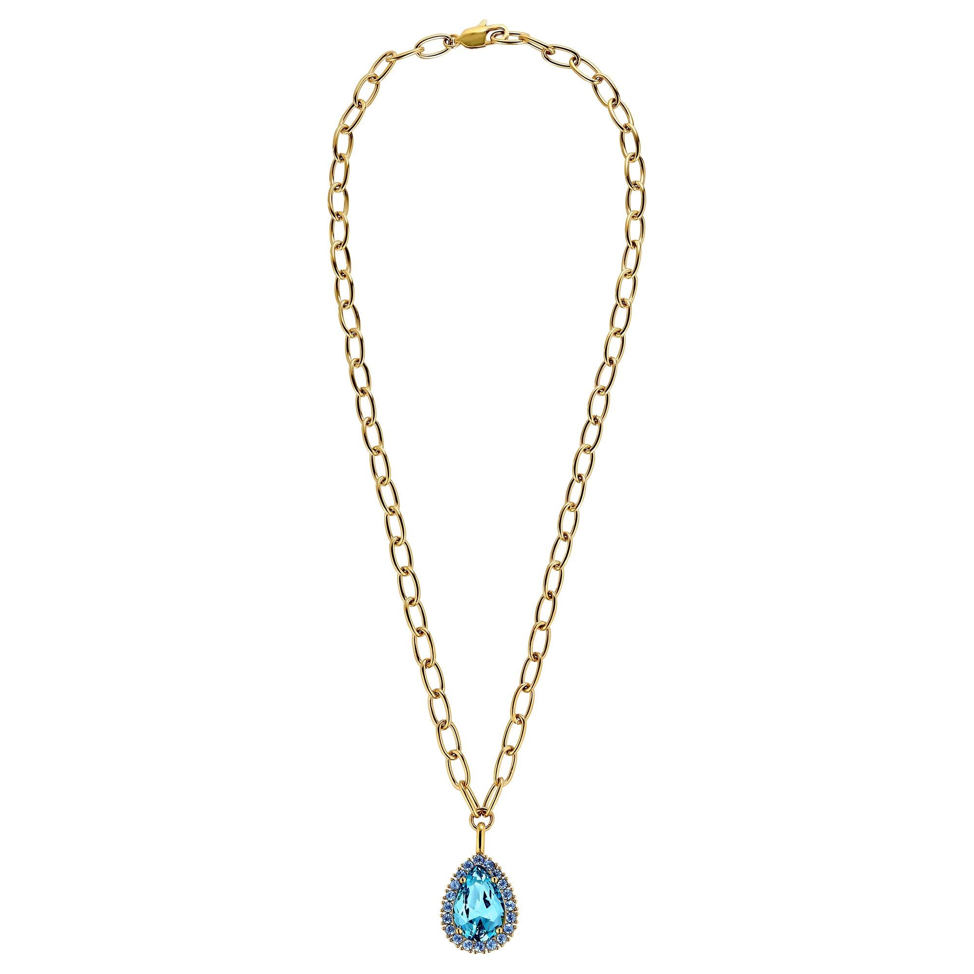 Metta Gold Necklace - Aqua / Light Blue - Dyrberg/Kern NZ