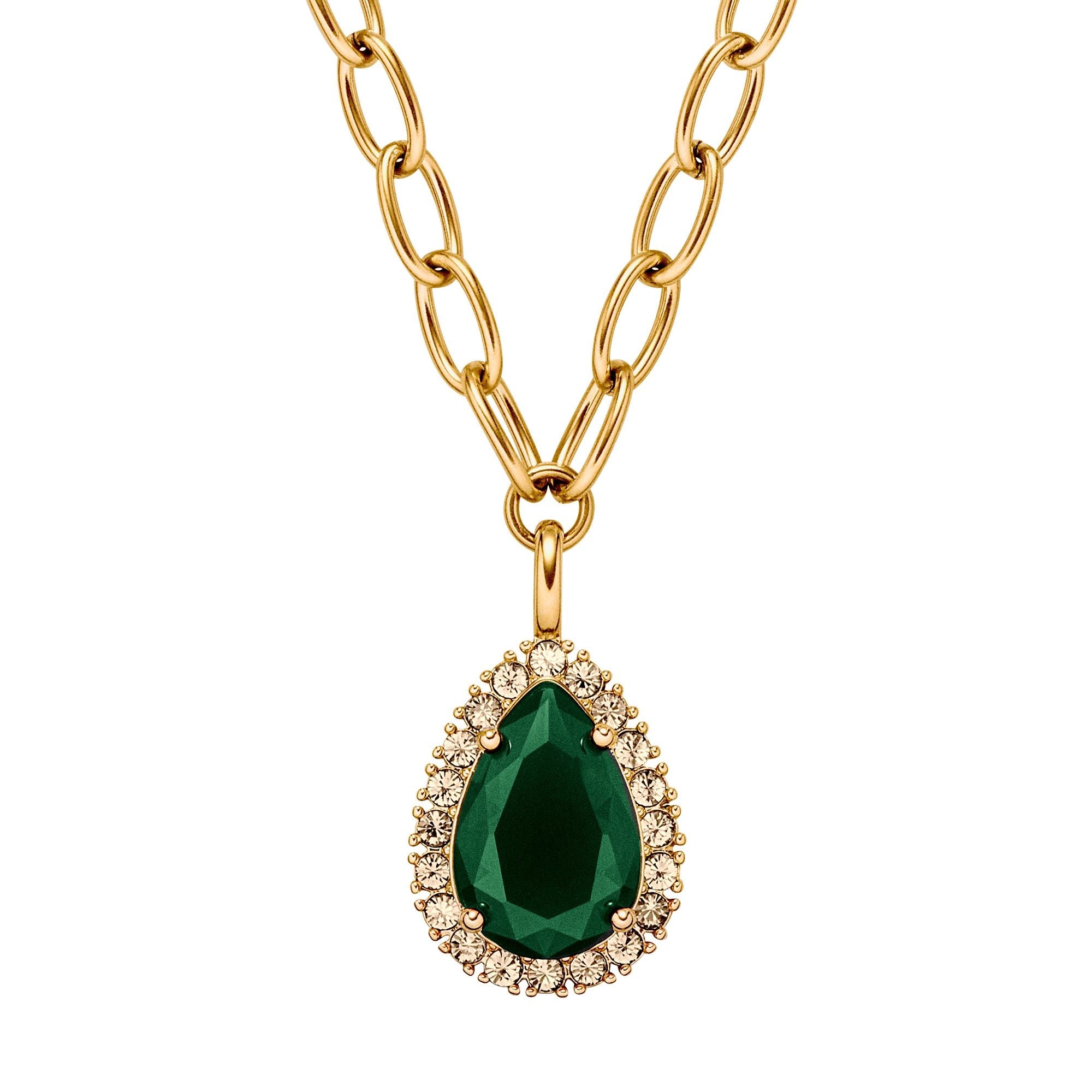 Metta Gold Necklace - Emerald Green /Golden - Dyrberg/Kern NZ