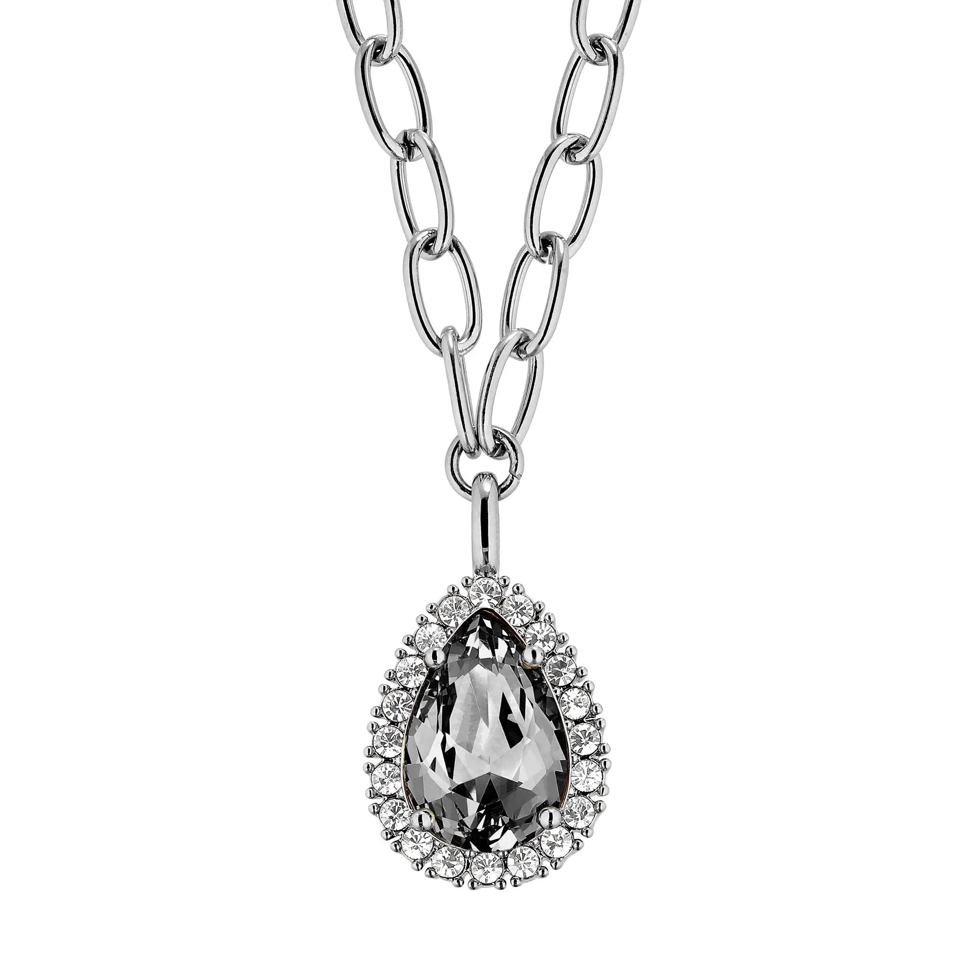 Metta Shiny Silver Necklace - Grey /Crystal - Dyrberg/Kern NZ
