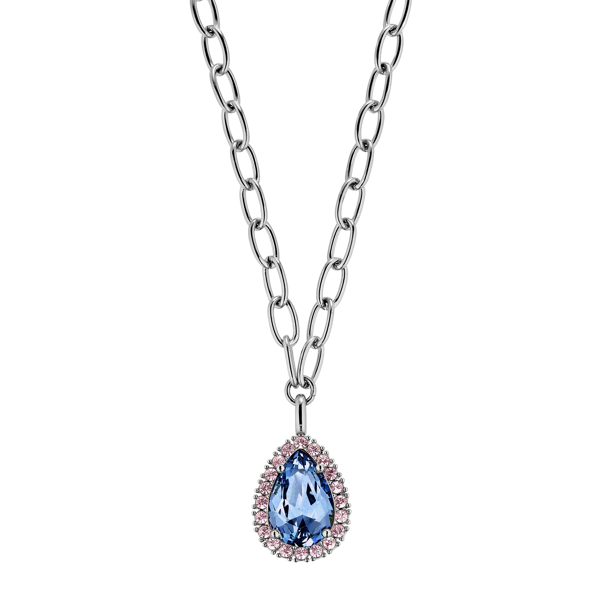 Metta Shiny Silver Necklace - Light Blue / Rose - Dyrberg/Kern NZ