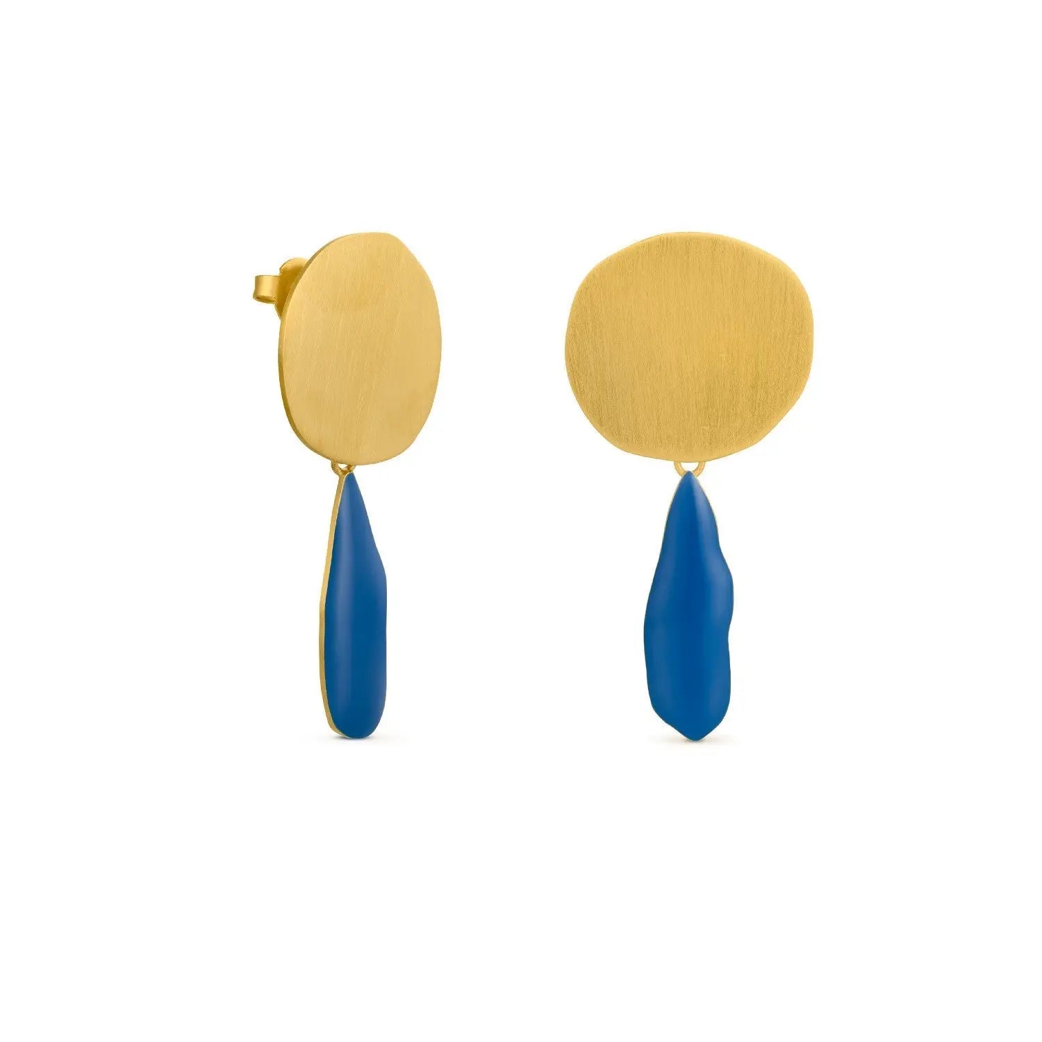 Miro Dangling Gold Earrings Blue Drop - Dyrberg/Kern NZ