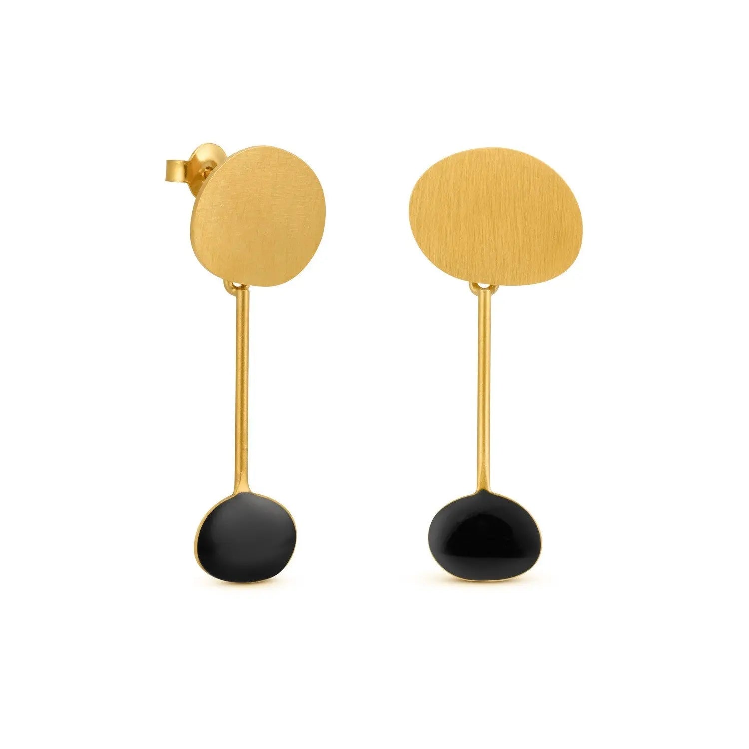 Miro Gold Earrings Black Drop - Dyrberg/Kern NZ