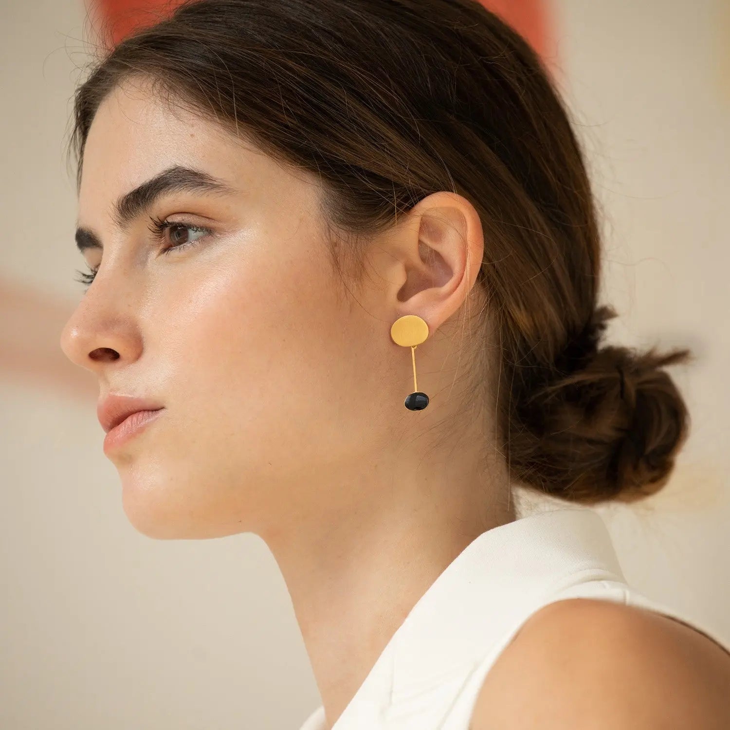 Miro Gold Earrings Black Drop - Dyrberg/Kern NZ