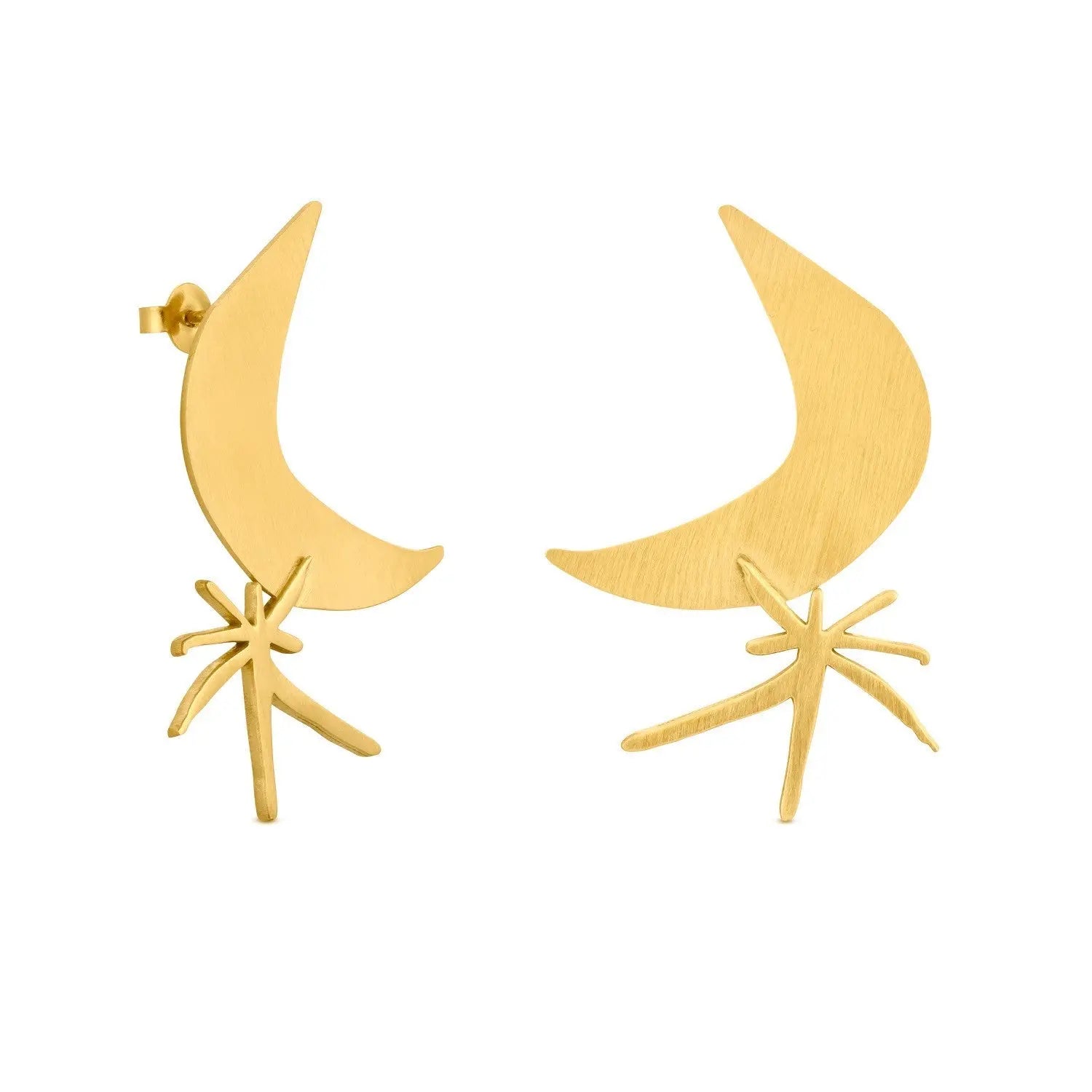 Miro Gold Earrings Moon and Star - Dyrberg/Kern NZ