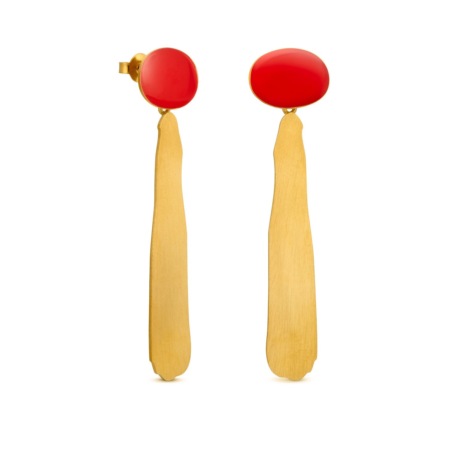 Miro Gold Earrings Red Drop Large - Dyrberg/Kern NZ