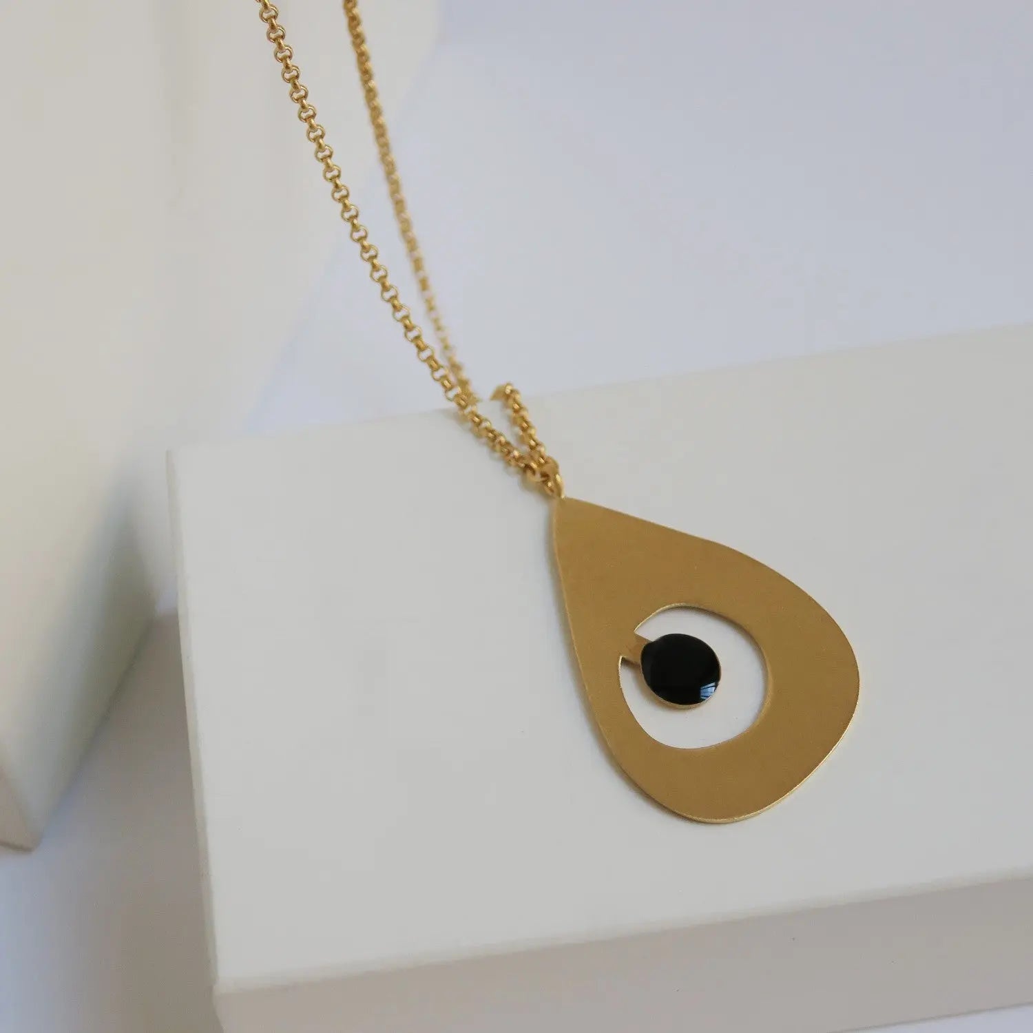 Miro Gold Necklace Black Drop Pendant - Dyrberg/Kern NZ