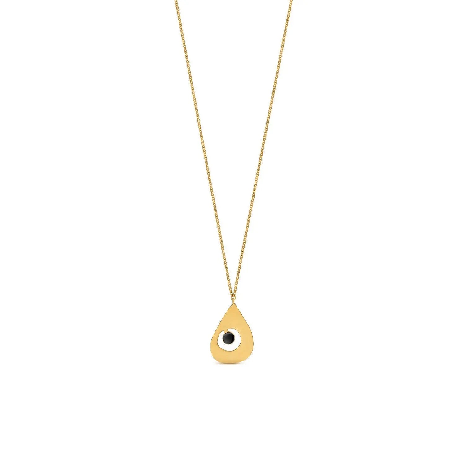 Miro Gold Necklace Black Drop Pendant - Dyrberg/Kern NZ