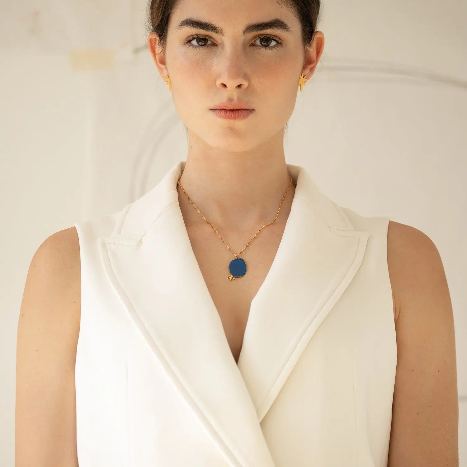 Miro Gold Necklace Blue Pendant - Dyrberg/Kern NZ