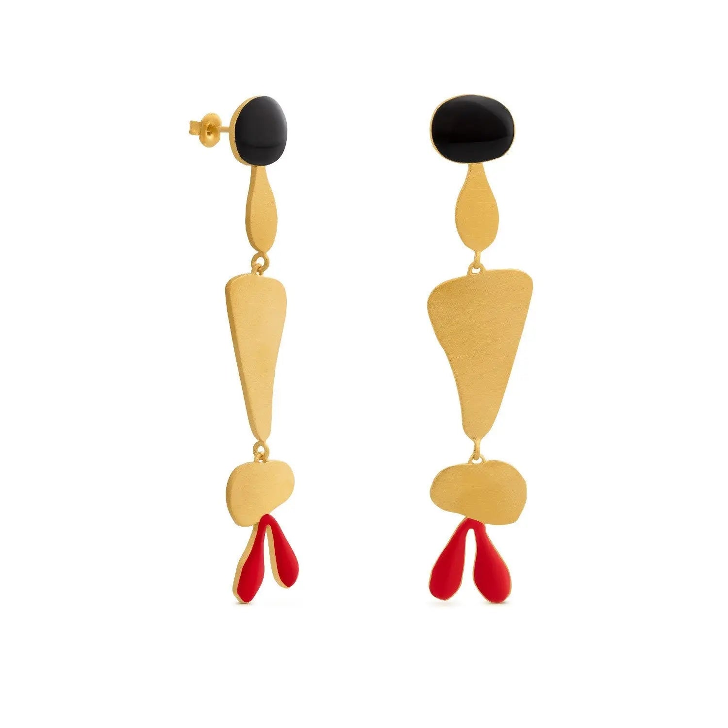 Miro Gold Statement Earrings Black and Red - Dyrberg/Kern NZ