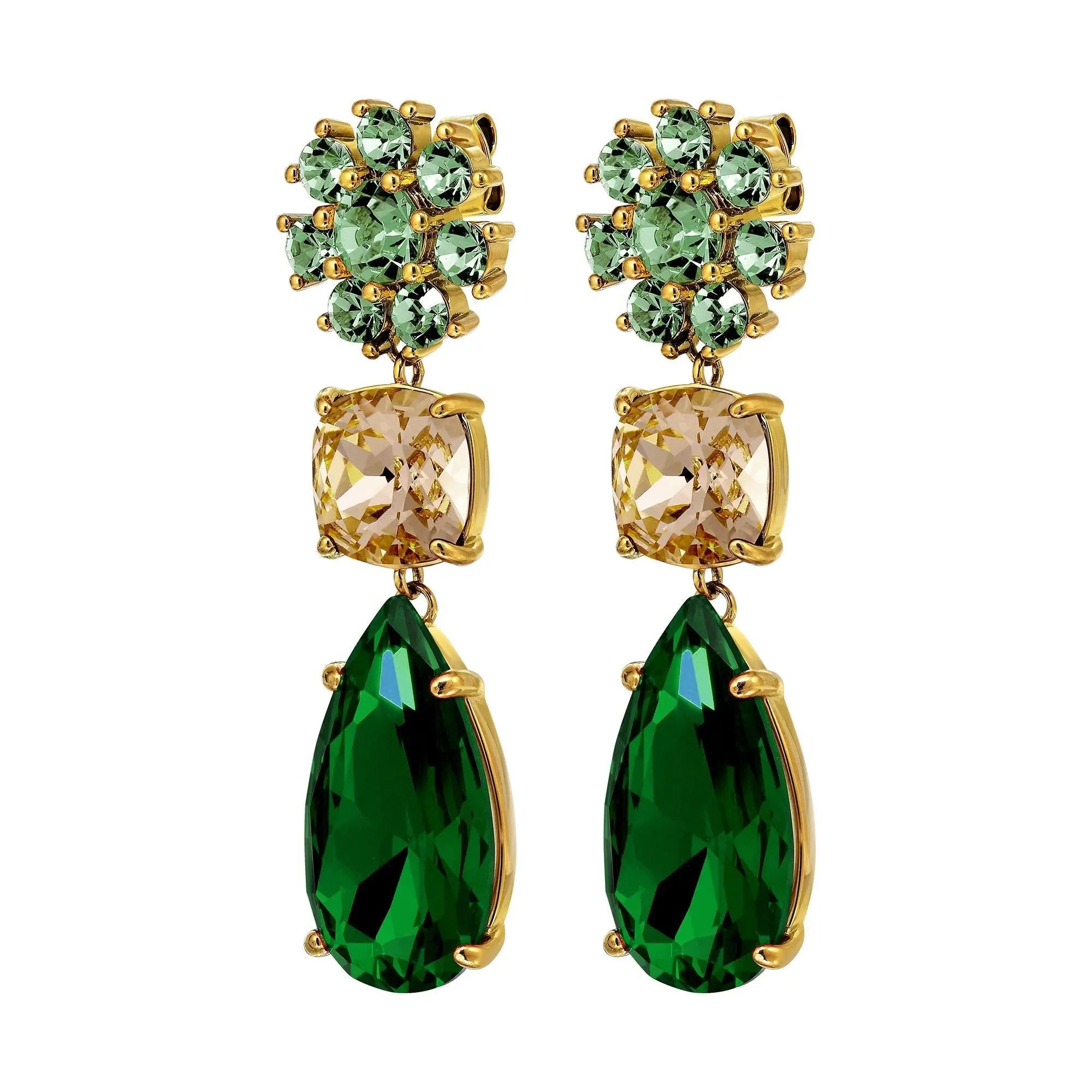 Misia Gold Earrings - Emerald Green / Golden - Dyrberg/Kern NZ