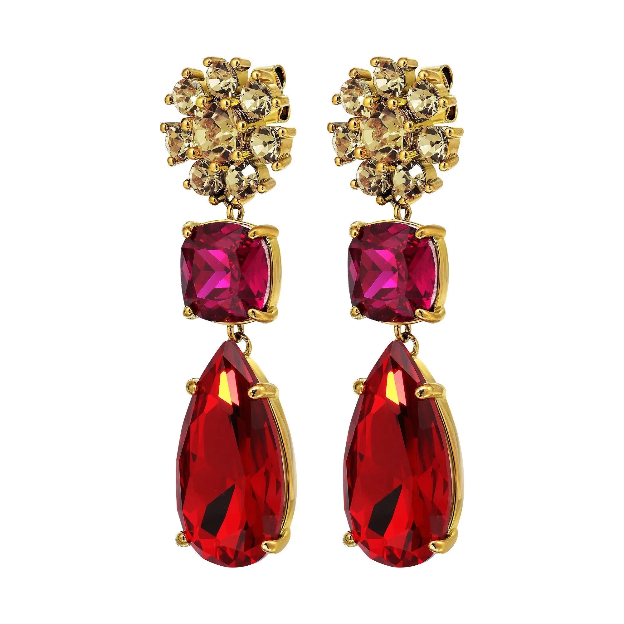 Misia Gold Earrings - Red / Pink - Dyrberg/Kern NZ