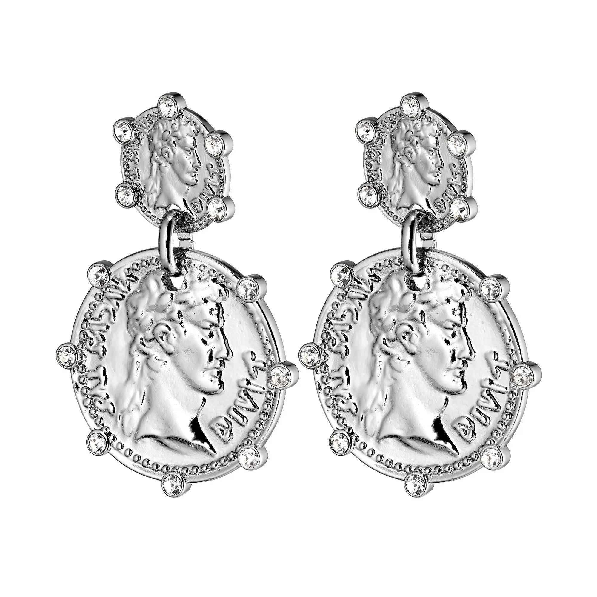 Monza Shiny Silver Earrings - Crystal - Dyrberg/Kern NZ