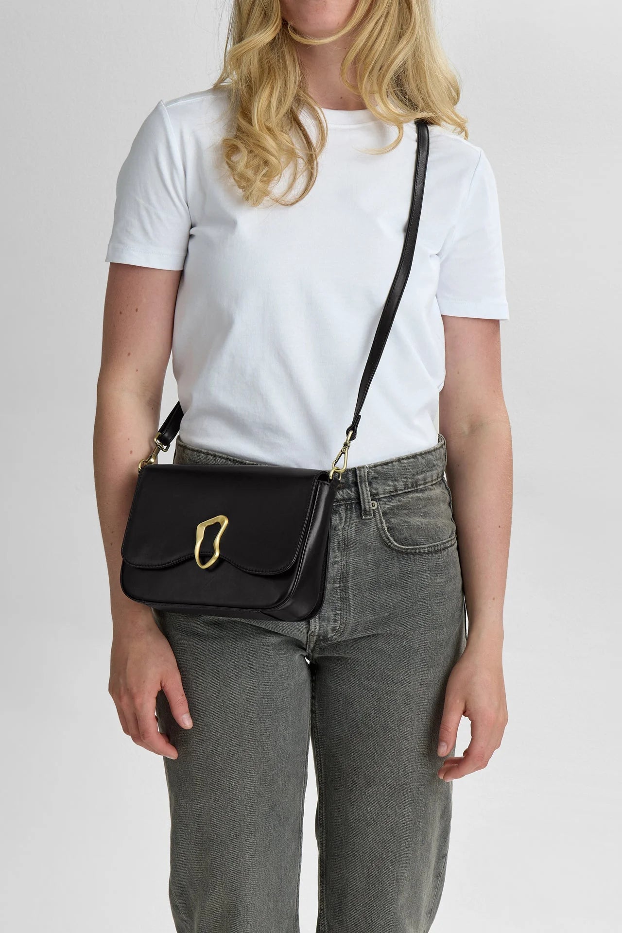 Morgana Cross. Bag, Antique, Black w/Brushed Gold - Dyrberg/Kern NZ