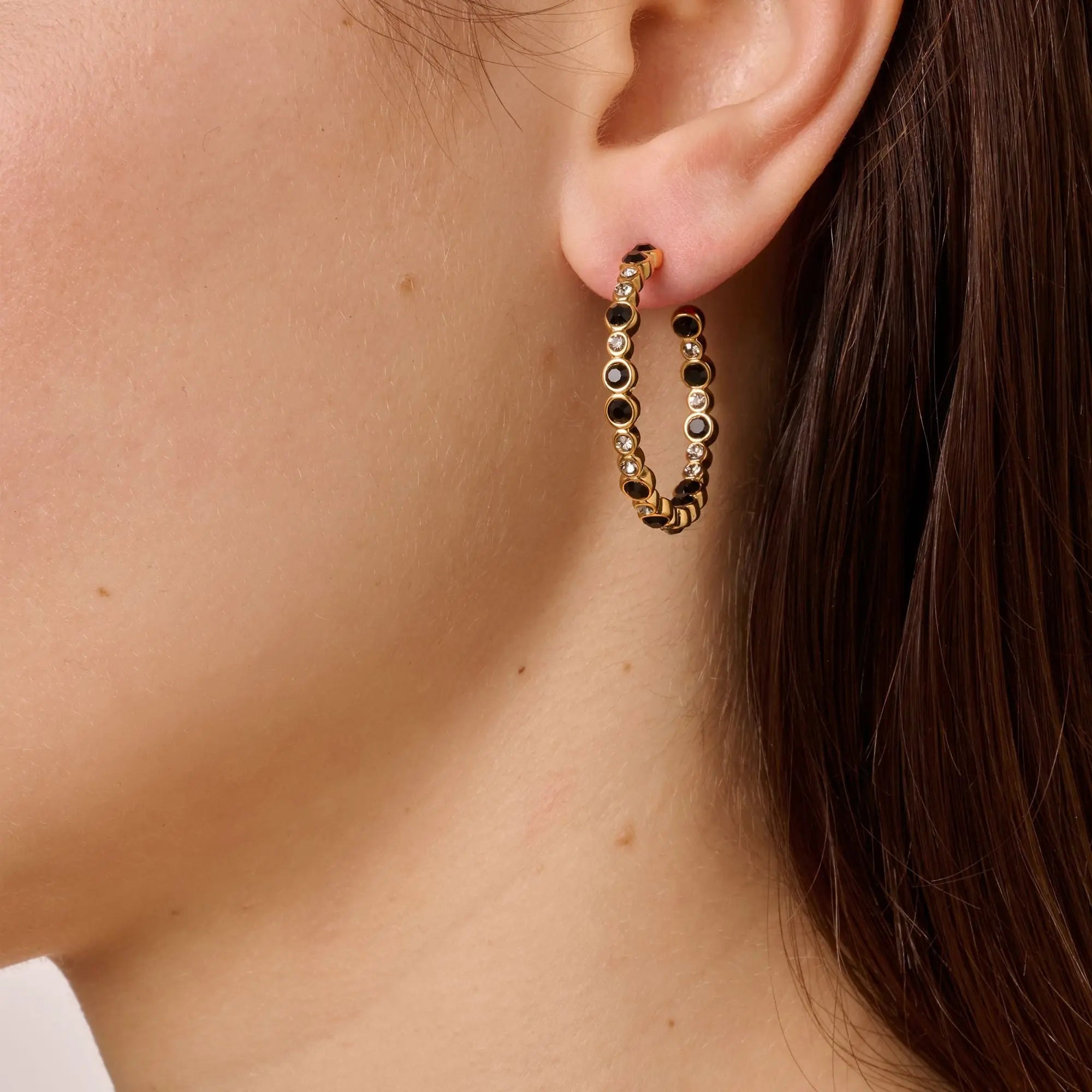 Nandita Gold Earrings - Black - Dyrberg/Kern NZ