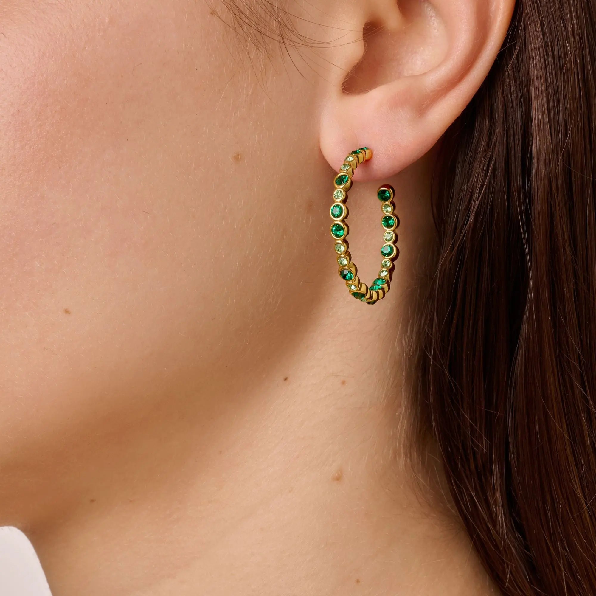 Nandita Gold Earrings - Emerald Green - Dyrberg/Kern NZ