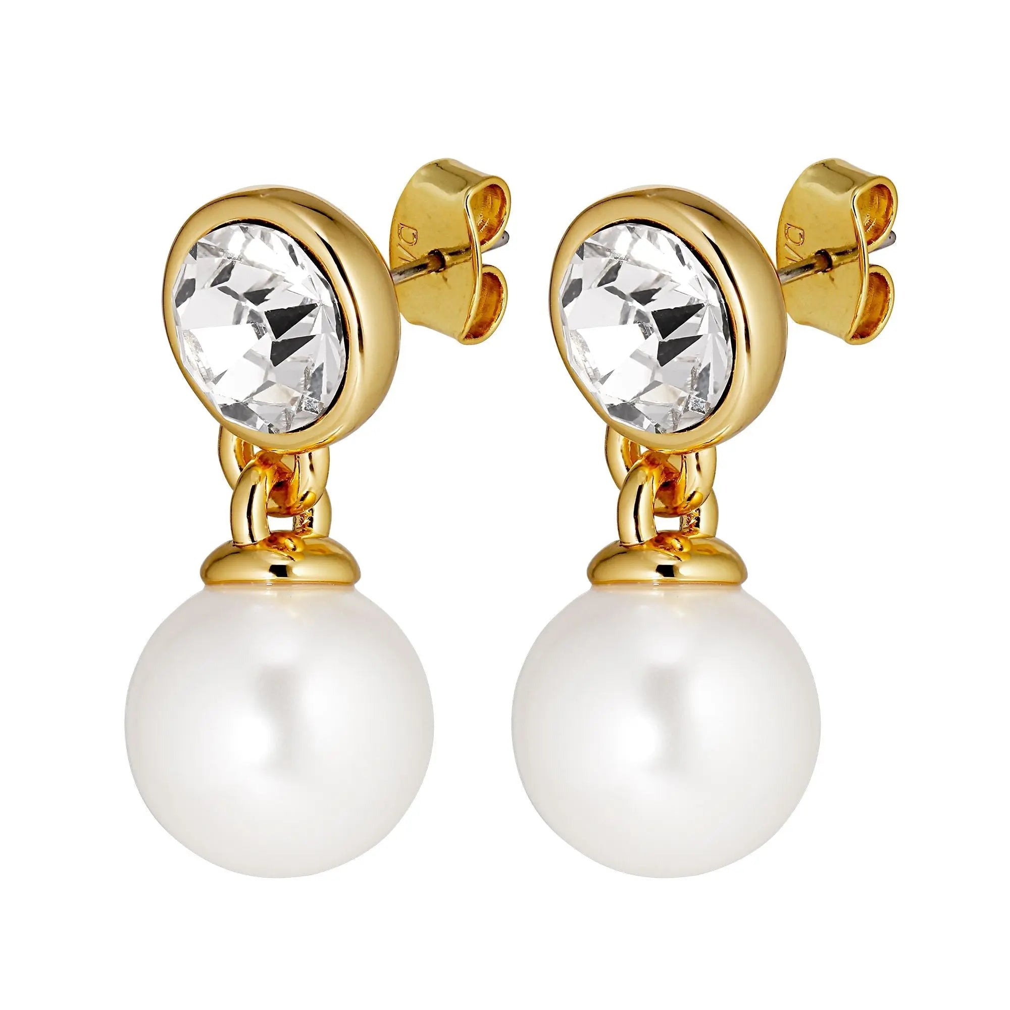 Naomi Shiny Gold Earrings - Crystal / White Pearl - Dyrberg/Kern NZ