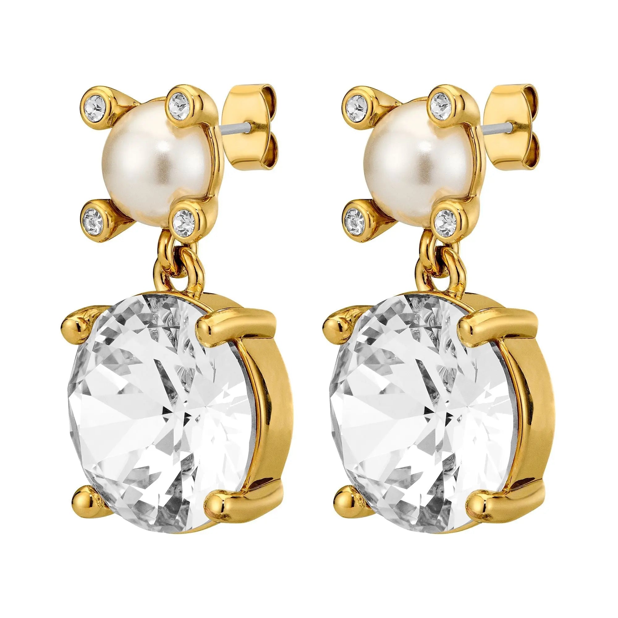 Nicola Gold Earrings - Crystal /White Pearl - Dyrberg/Kern NZ