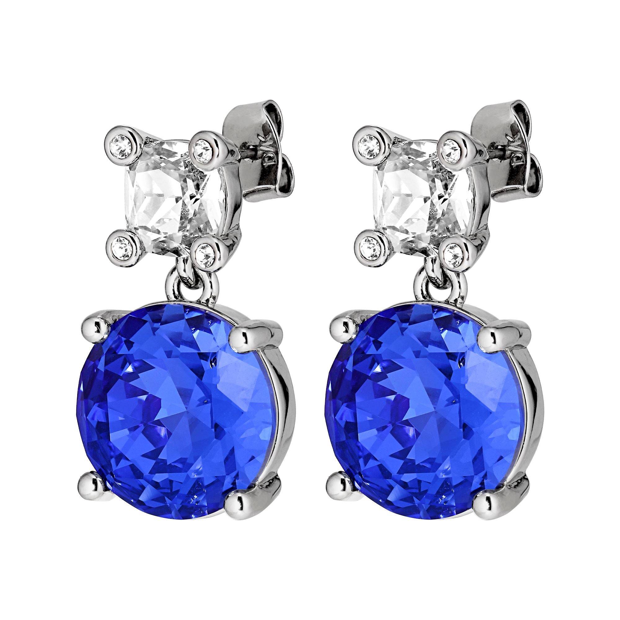 Nicola Shiny Silver Earrings - Sapphire - Dyrberg/Kern NZ