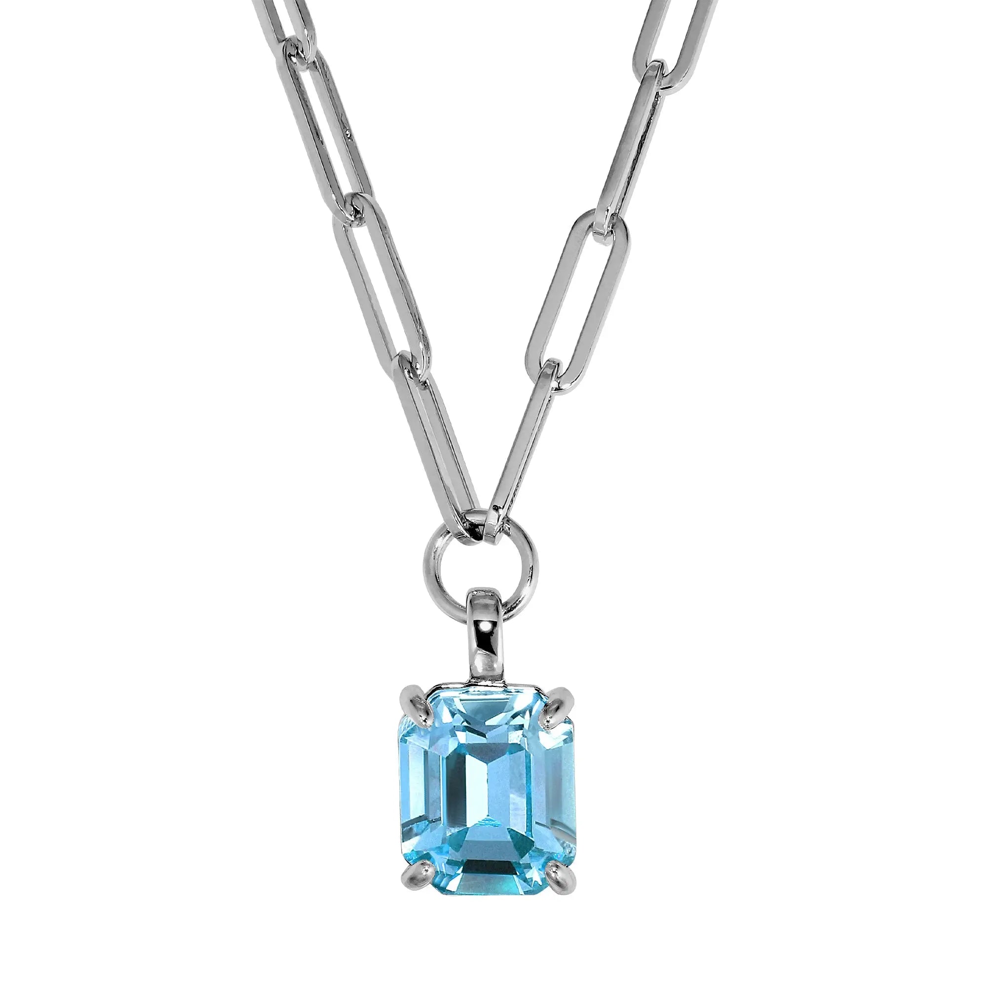 Octa Shiny Silver Necklace - Aqua - Dyrberg/Kern NZ