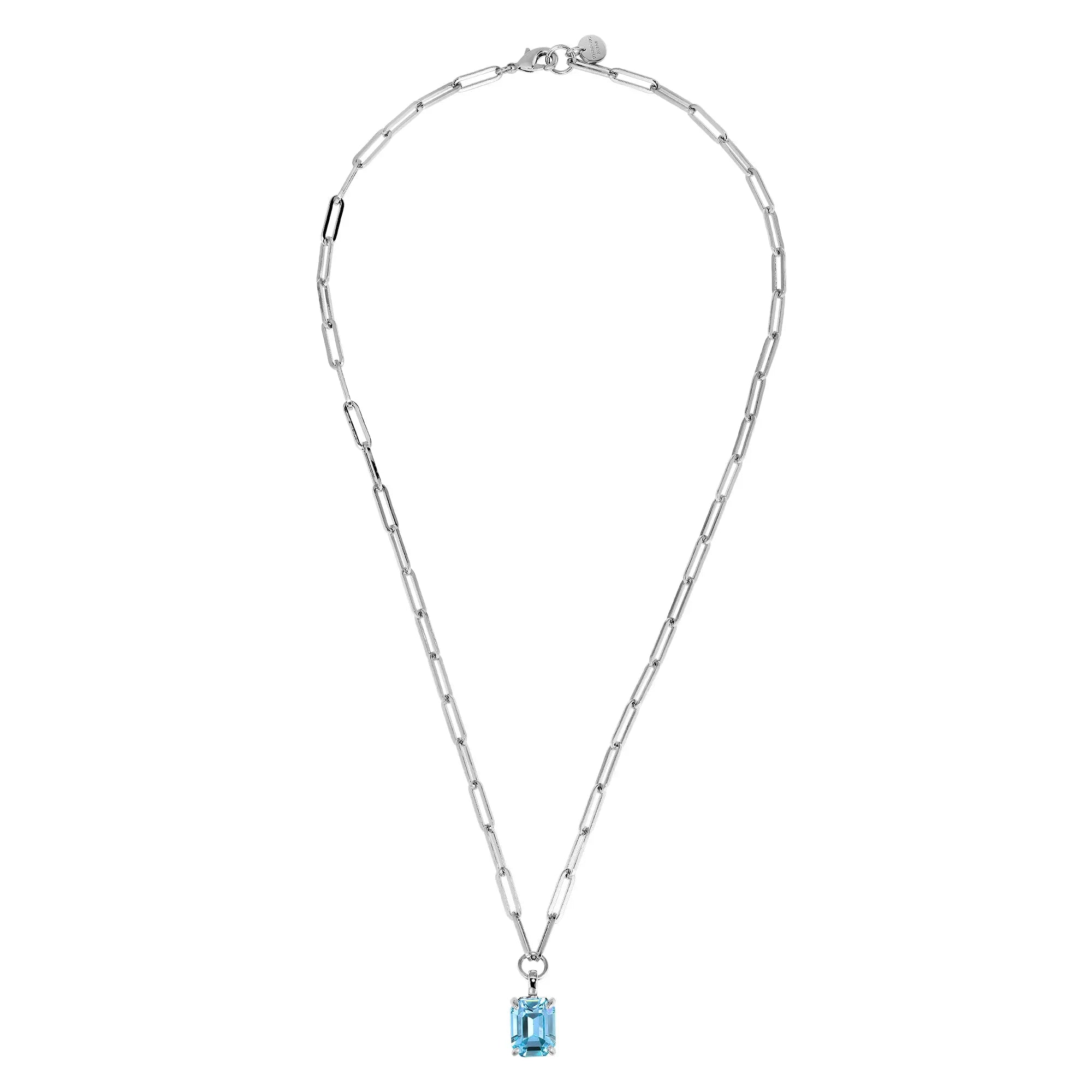 Octa Shiny Silver Necklace - Aqua - Dyrberg/Kern NZ