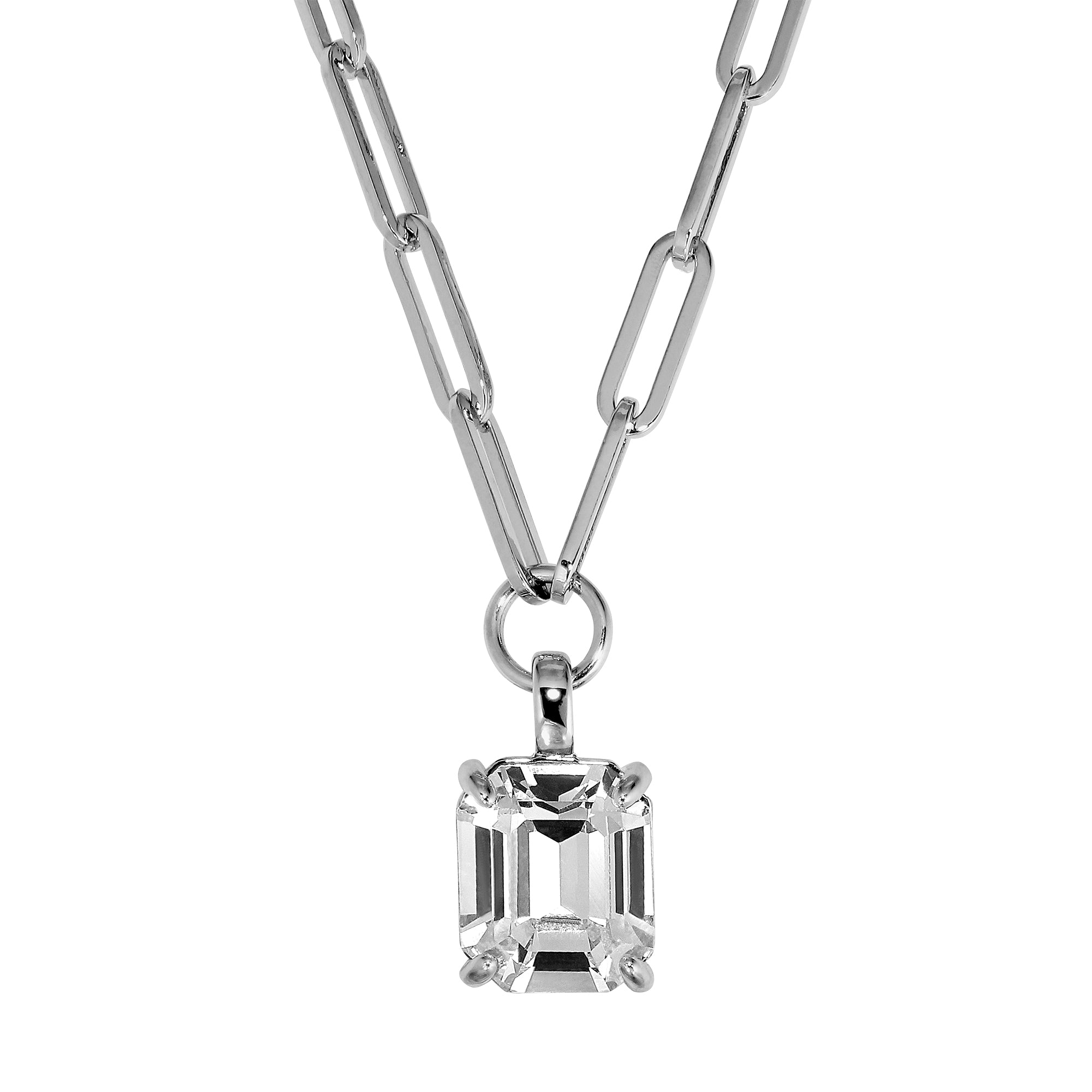 Octa Shiny Silver Necklace - Crystal - Dyrberg/Kern NZ
