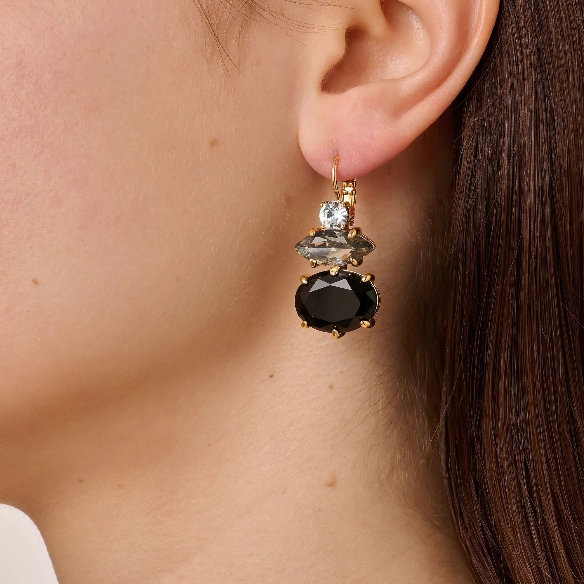 Parsana Gold Earrings - Black / Grey - Dyrberg/Kern NZ
