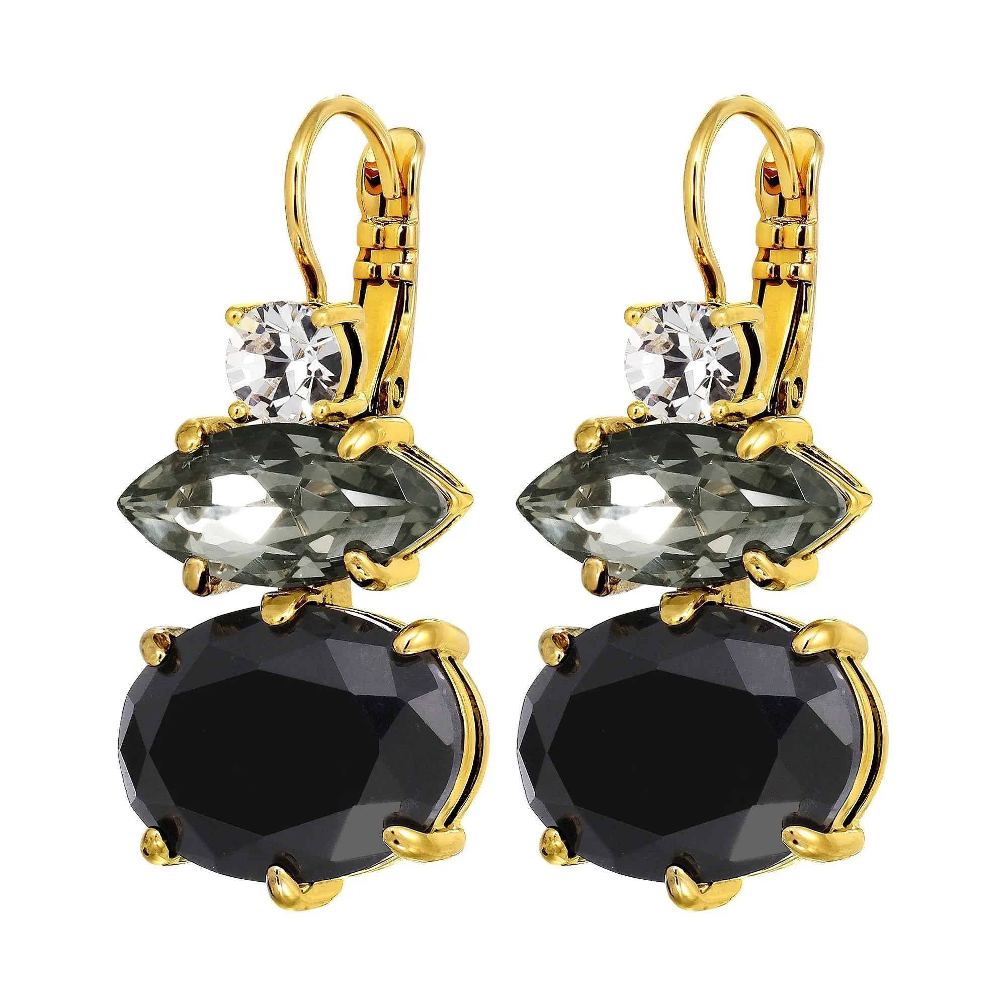 Parsana Gold Earrings - Black / Grey - Dyrberg/Kern NZ
