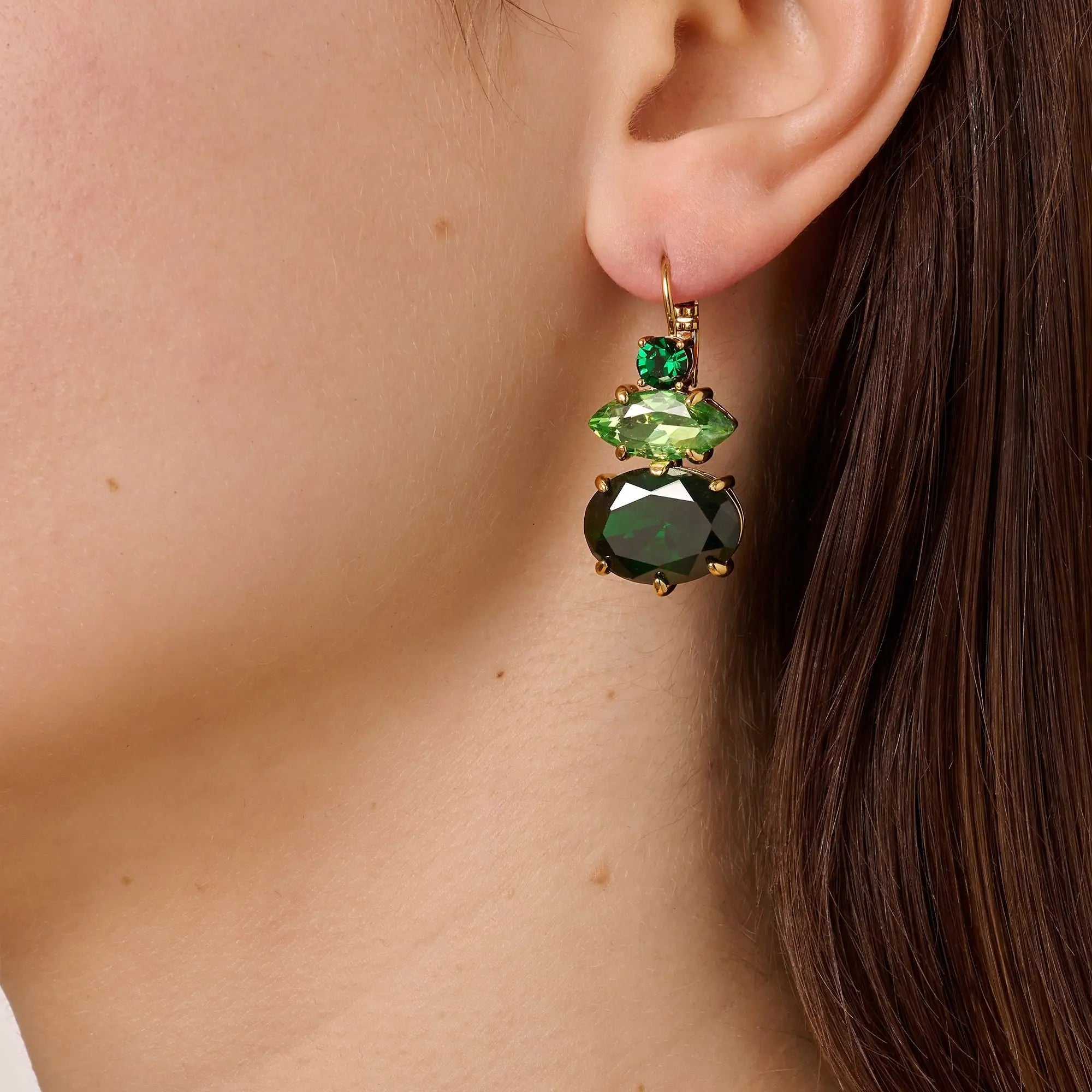 Parsana Gold Earrings - Green - Dyrberg/Kern NZ