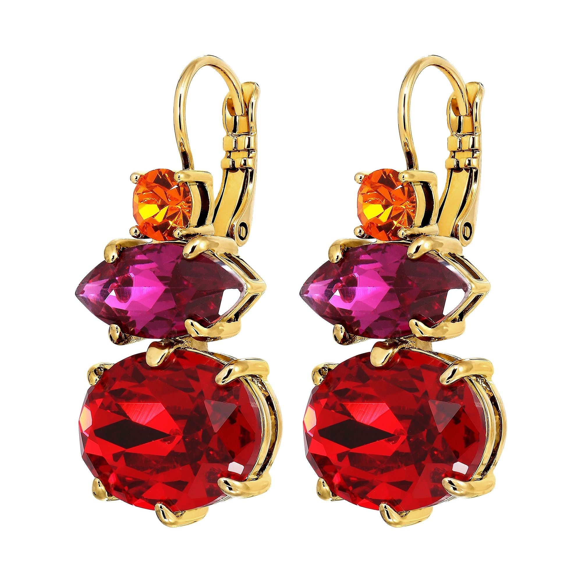 Parsana Gold Earrings - Red / Pink - Dyrberg/Kern NZ