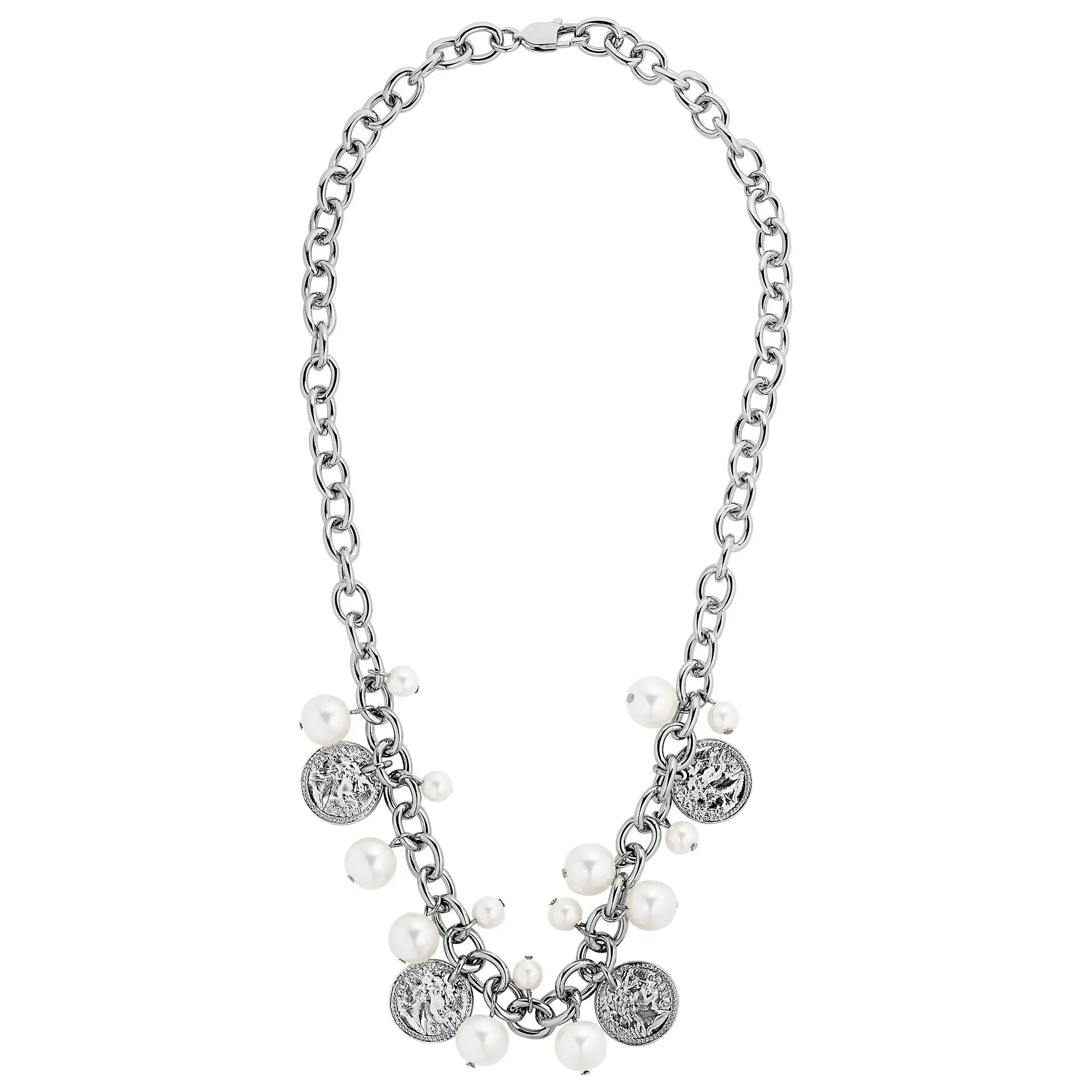 Penelope Shiny Silver Necklace - White Pearl - Dyrberg/Kern NZ