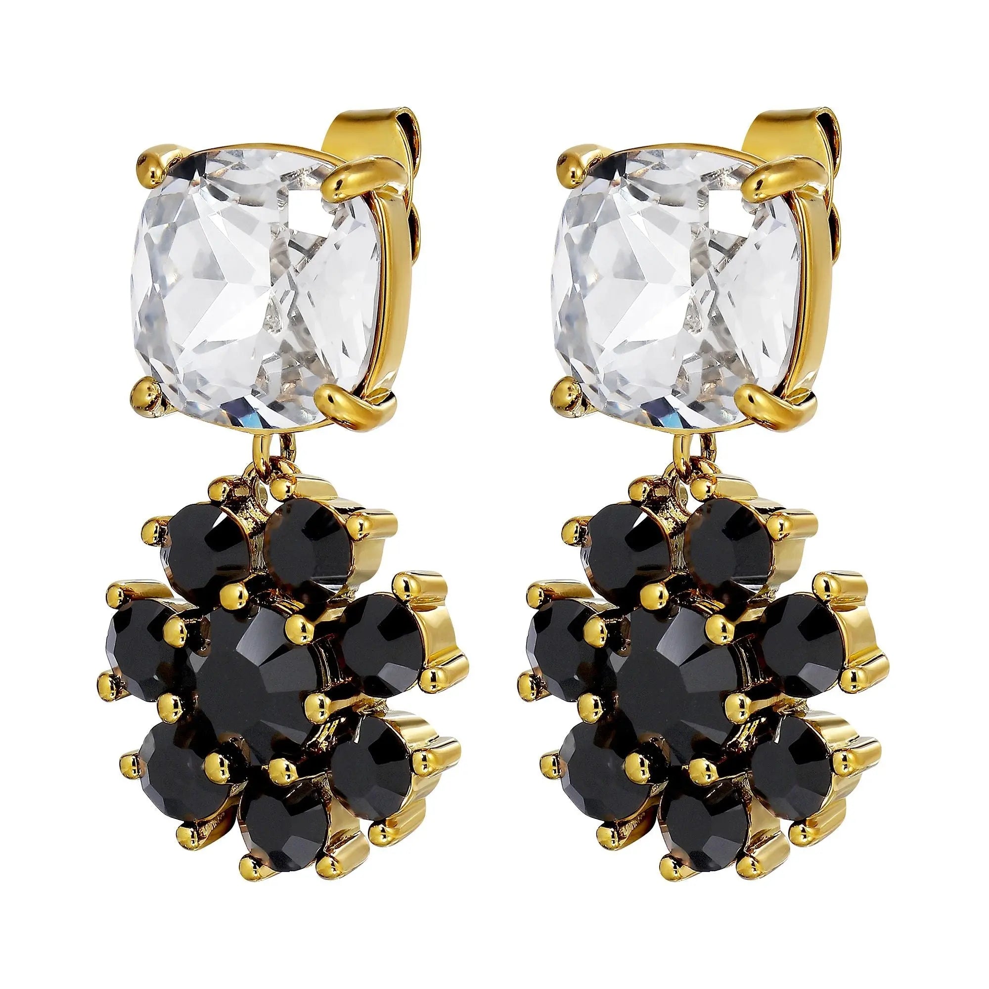 Poppy Gold Earrings - Crystal / Black - Dyrberg/Kern NZ